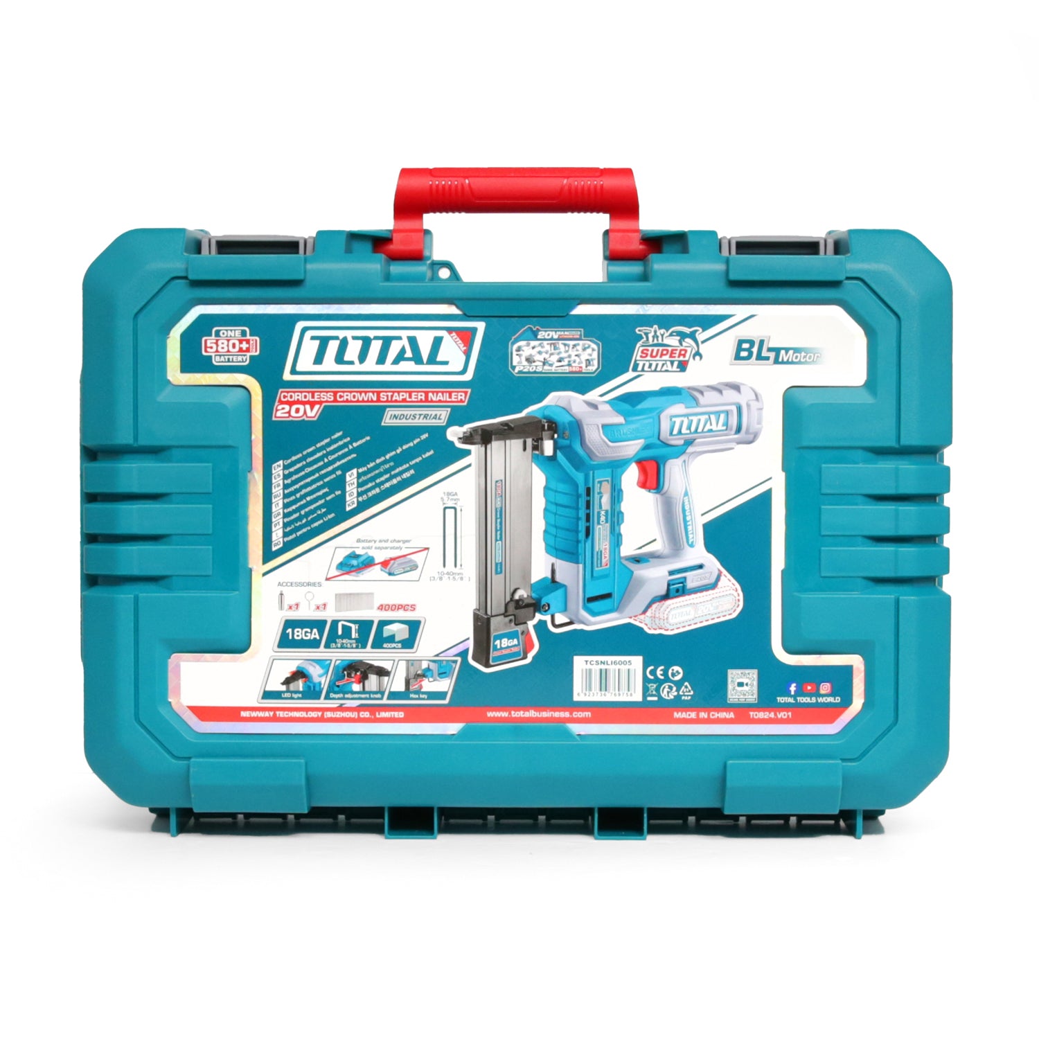 Total Li-Ion 20V Cordless Crown Stapler Nailer (Battery not included) - TCSNLI6005