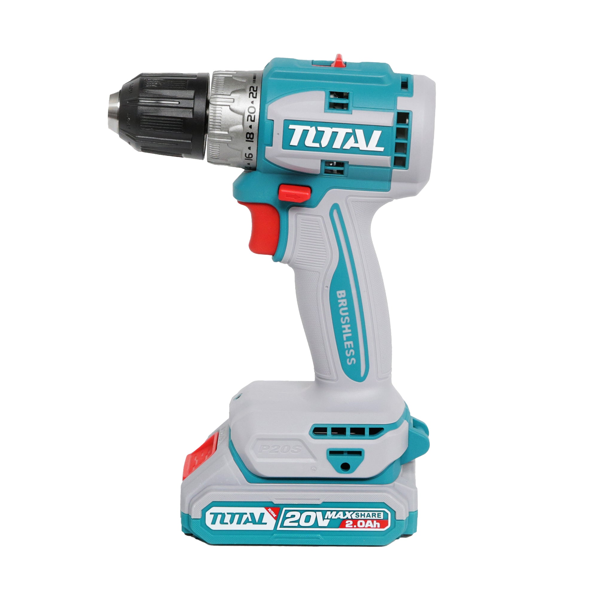 Total Li-Ion 20V Cordless 2pc Combo Kit (with 2 x Batteries & Charger) - TCKLI20272E