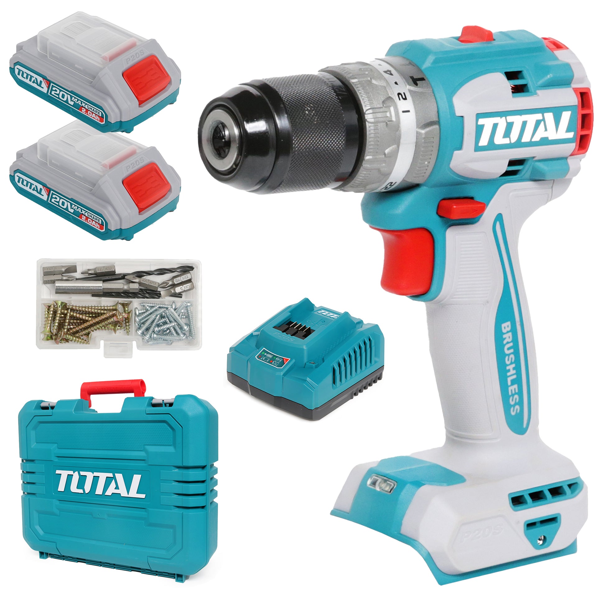Total Li-Ion 20V Compact Brushless Impact Drill (with x Batteries