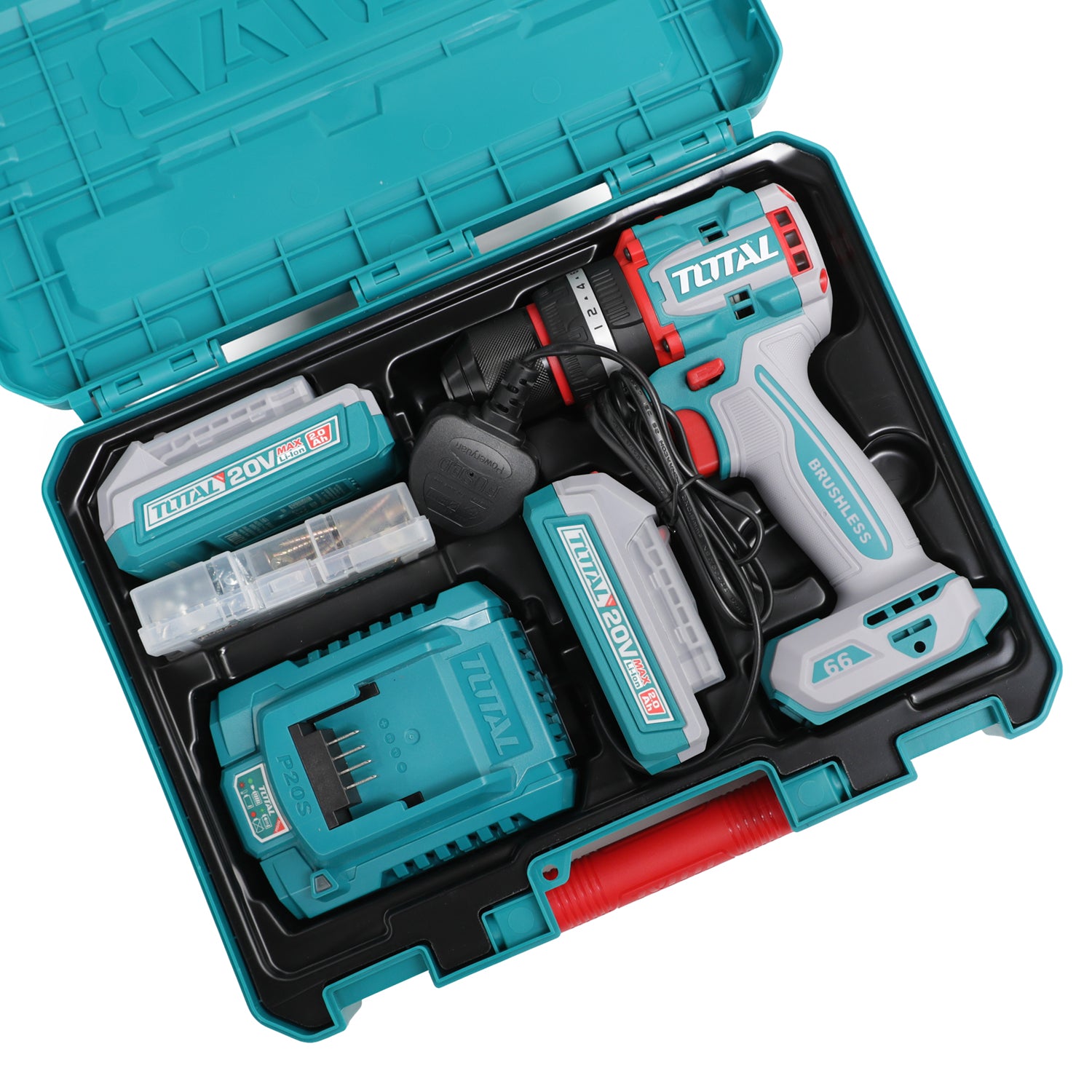 Total Li-Ion 20V Compact Brushless Impact Drill (with 2 x Batteries & Charger) - TIDLI20668E