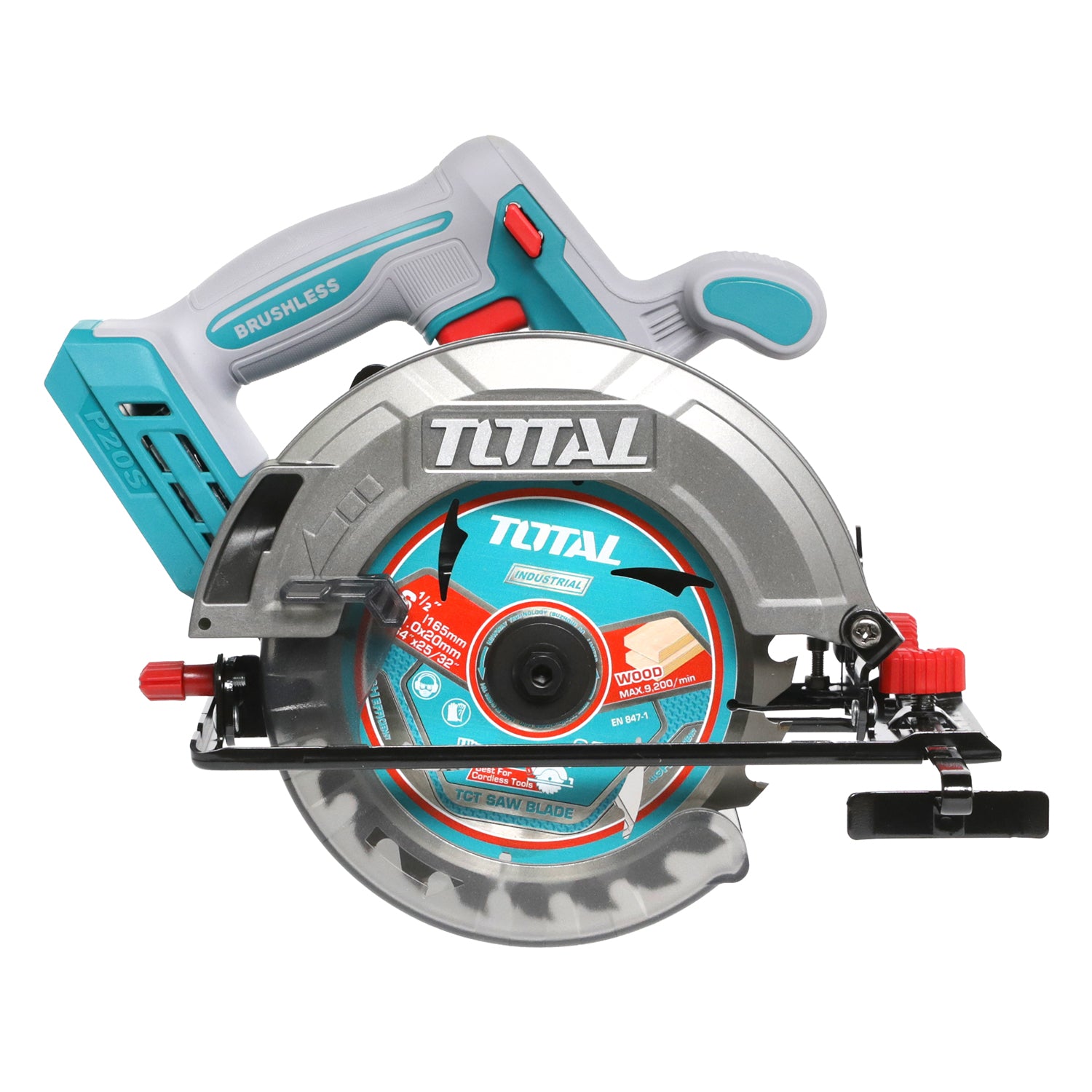 Total Li-Ion 20V Cordless Circular Saw 165mm (Battery Not Included) - TSLI1652