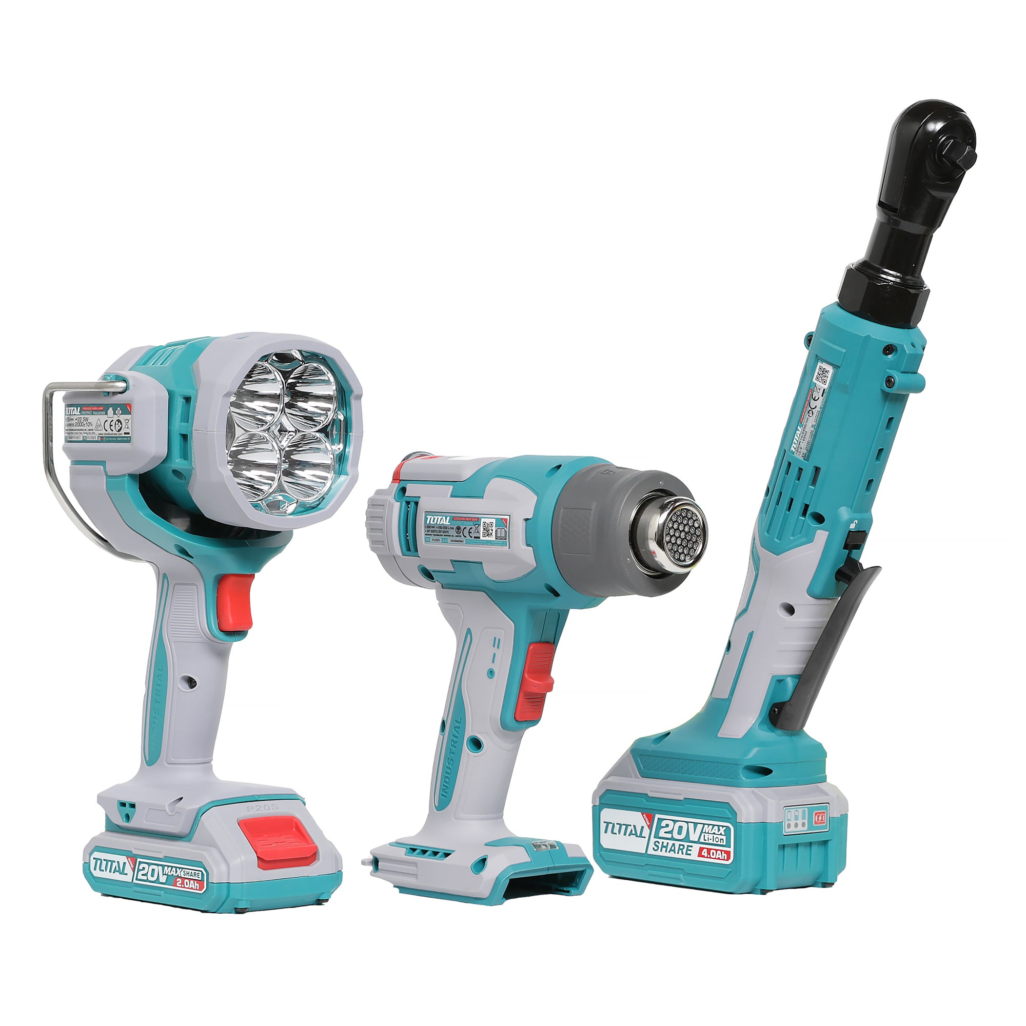 Total Li-Ion 20V Cordless 3pc Combo Kit (with 2 x Batteries & Charger) - TOSLI241196E