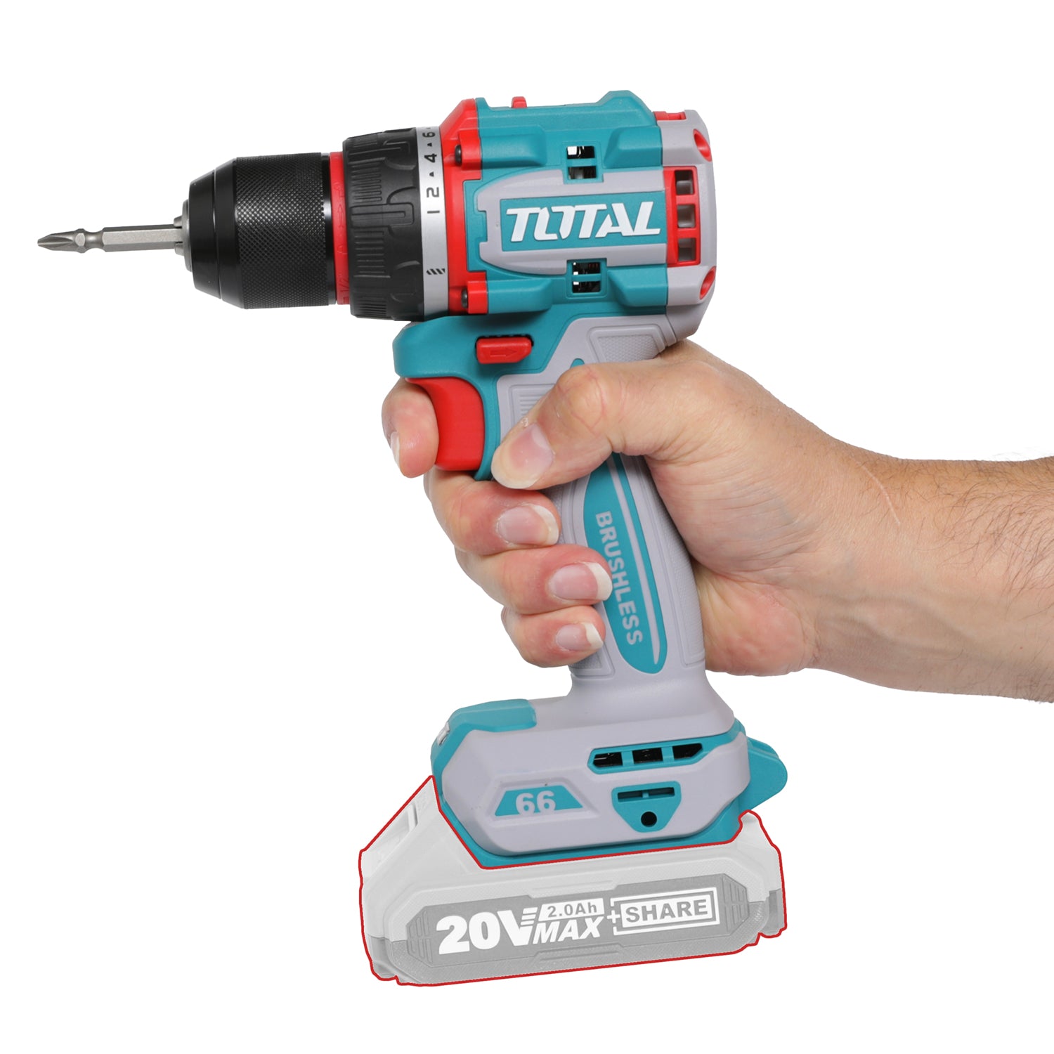 Total Li-Ion 20V Compact Brushless Cordless Drill (Battery not included) - TDLI206681