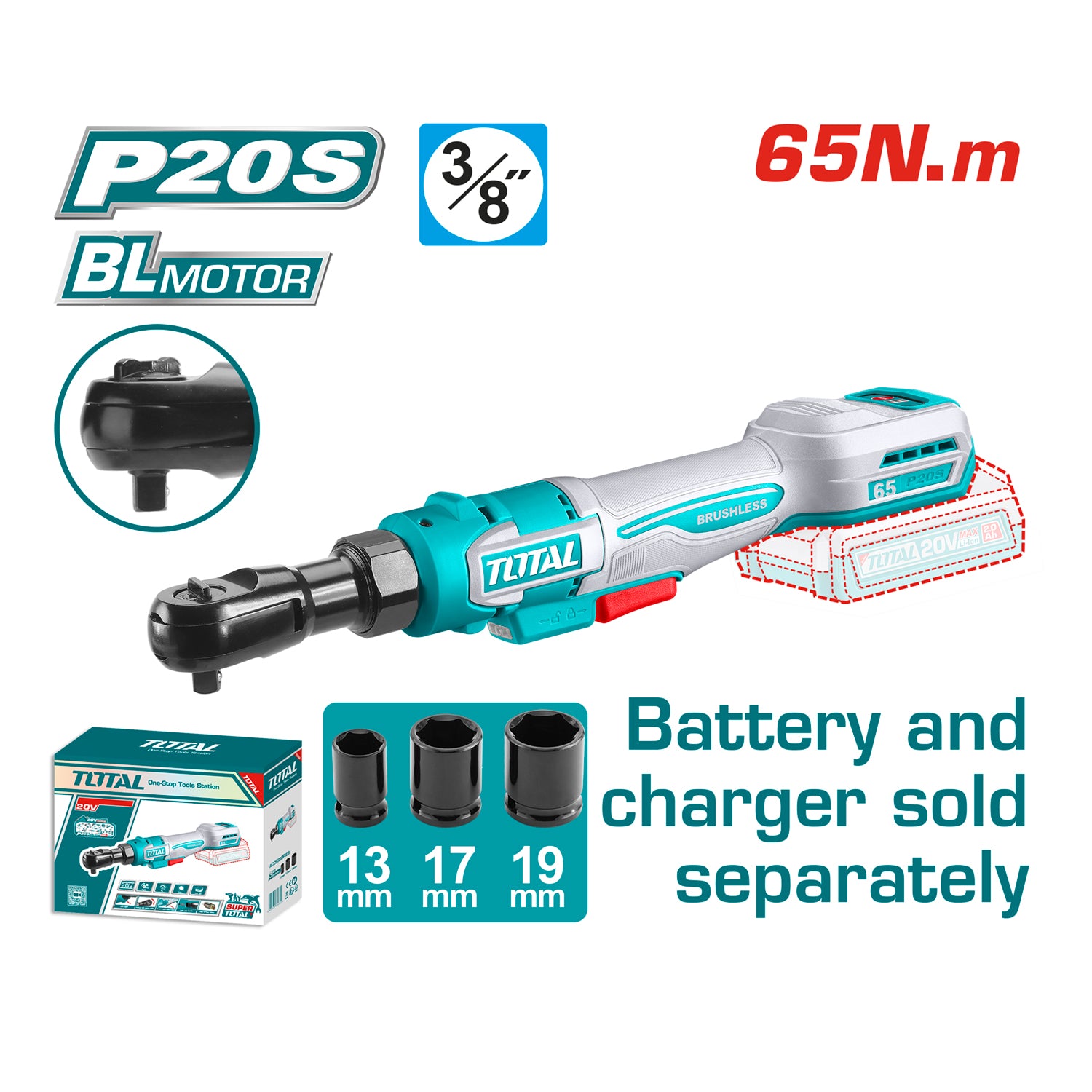 Total Li-Ion 20V Brushless Drive Ratchet (Battery not included) - TDRLI206521