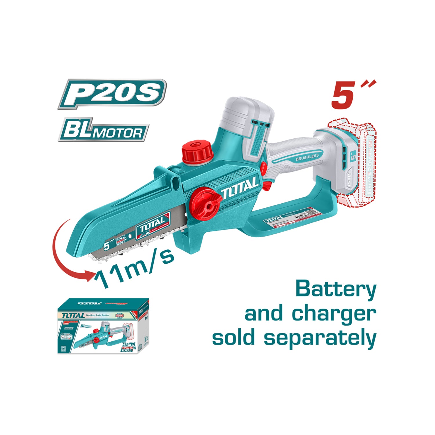 Total Li-Ion 20V Cordless Pruner Saw 5" / 130mm (Battery Not Included) - TGSLI2056