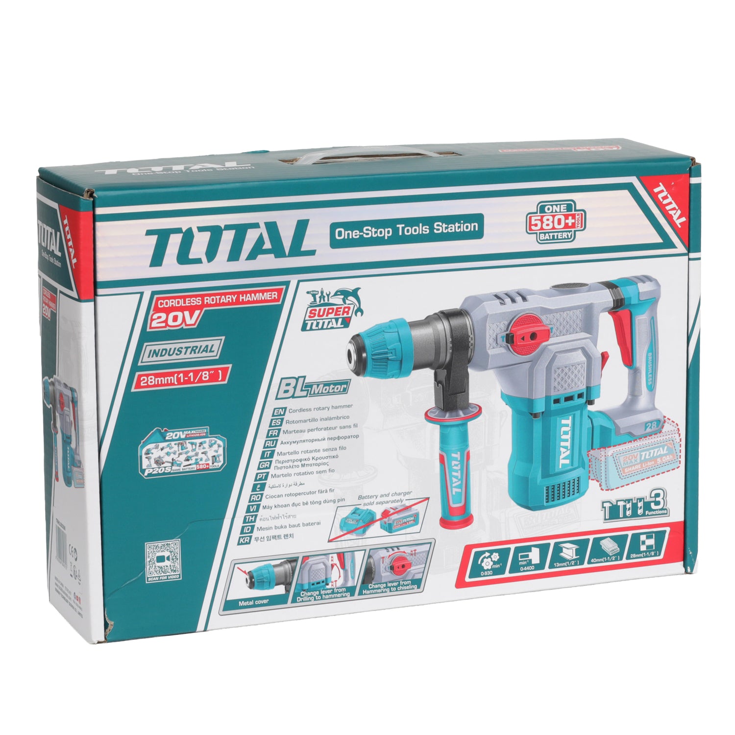 Total Li-Ion 20V Rotary Hammer SDS Plus (Battery not included) - TRHLI20286