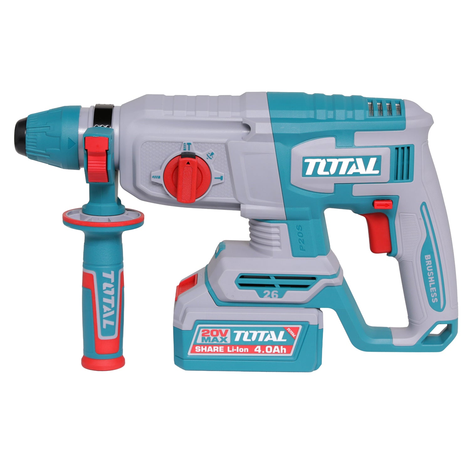 Total Li-Ion 20V Rotary Hammer (with 2 Batteries & Charger) - TRHLI262085E