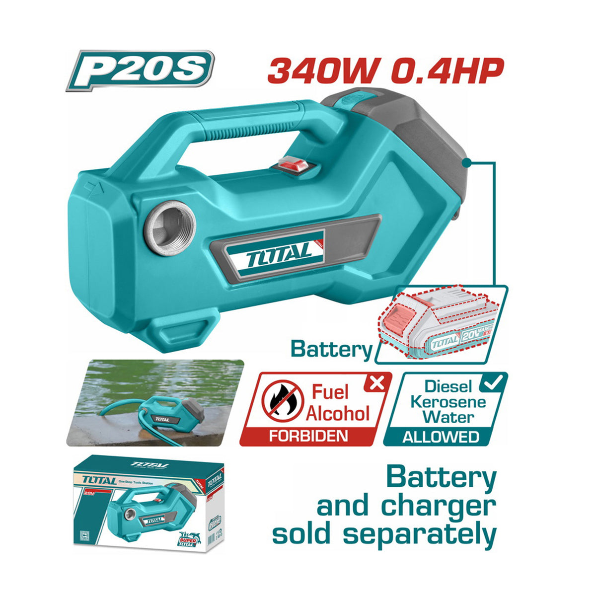 Total Li-Ion 20V Cordless Transfer Pump (Battery not included) - TTPLI2001