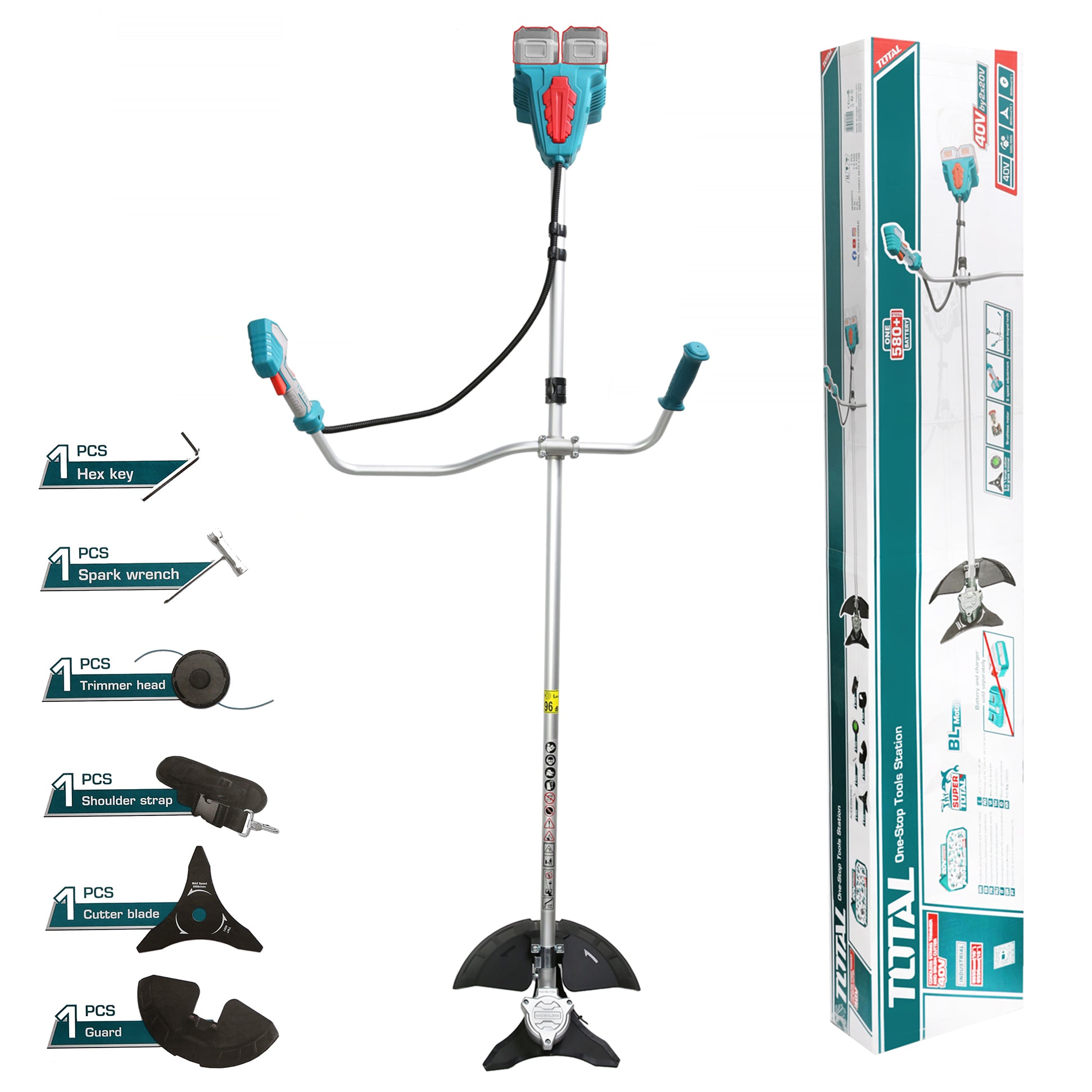 Total Li-Ion 40V String Trimmer and Brush Cutter (Battery not included) - TSTLI20018
