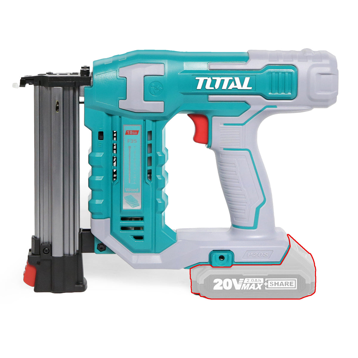 Total Li-Ion 20V Cordless Brad Nailer Kit (Battery not included) - TCBNLI3505