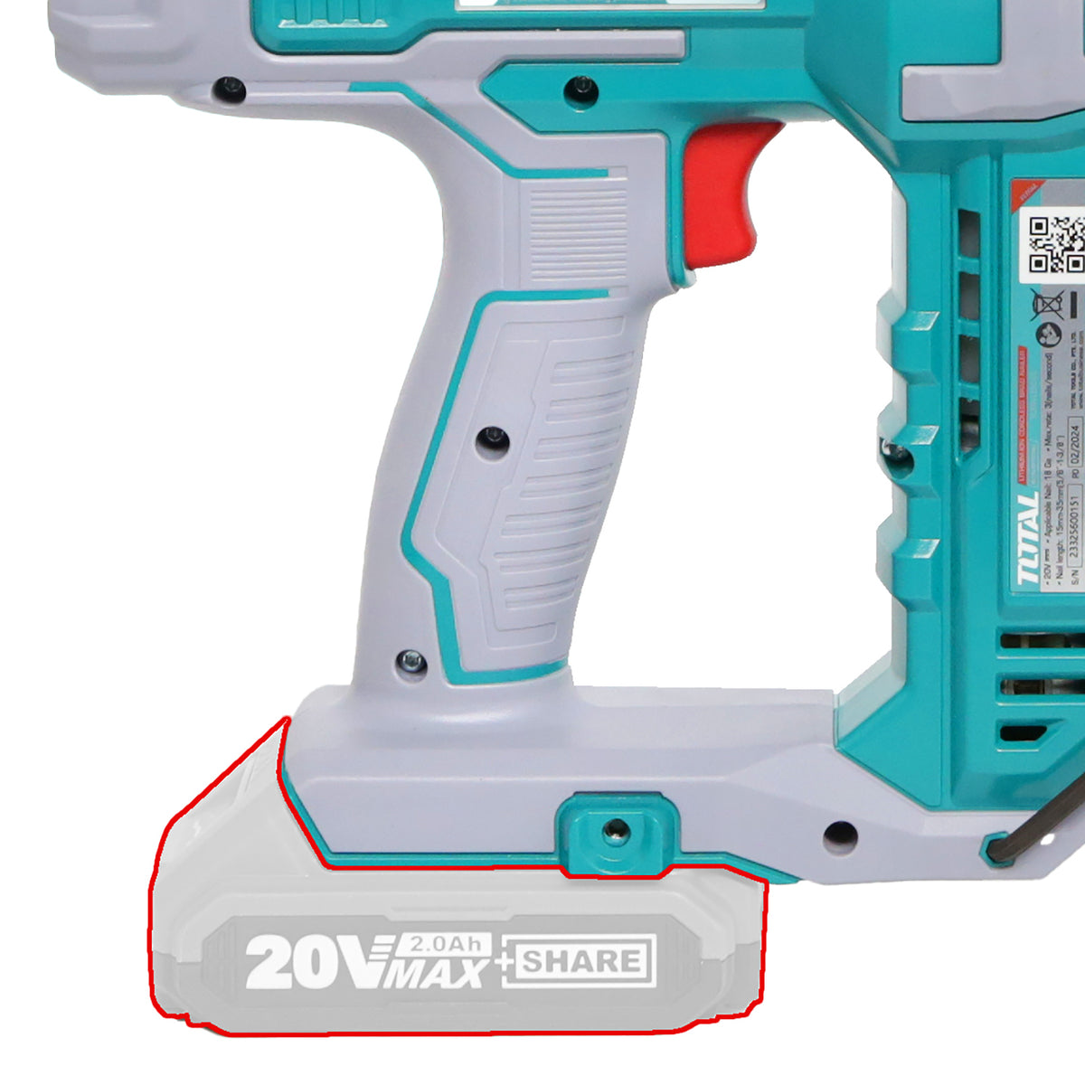 Total Li-Ion 20V Cordless Brad Nailer Kit (Battery not included) - TCBNLI3505