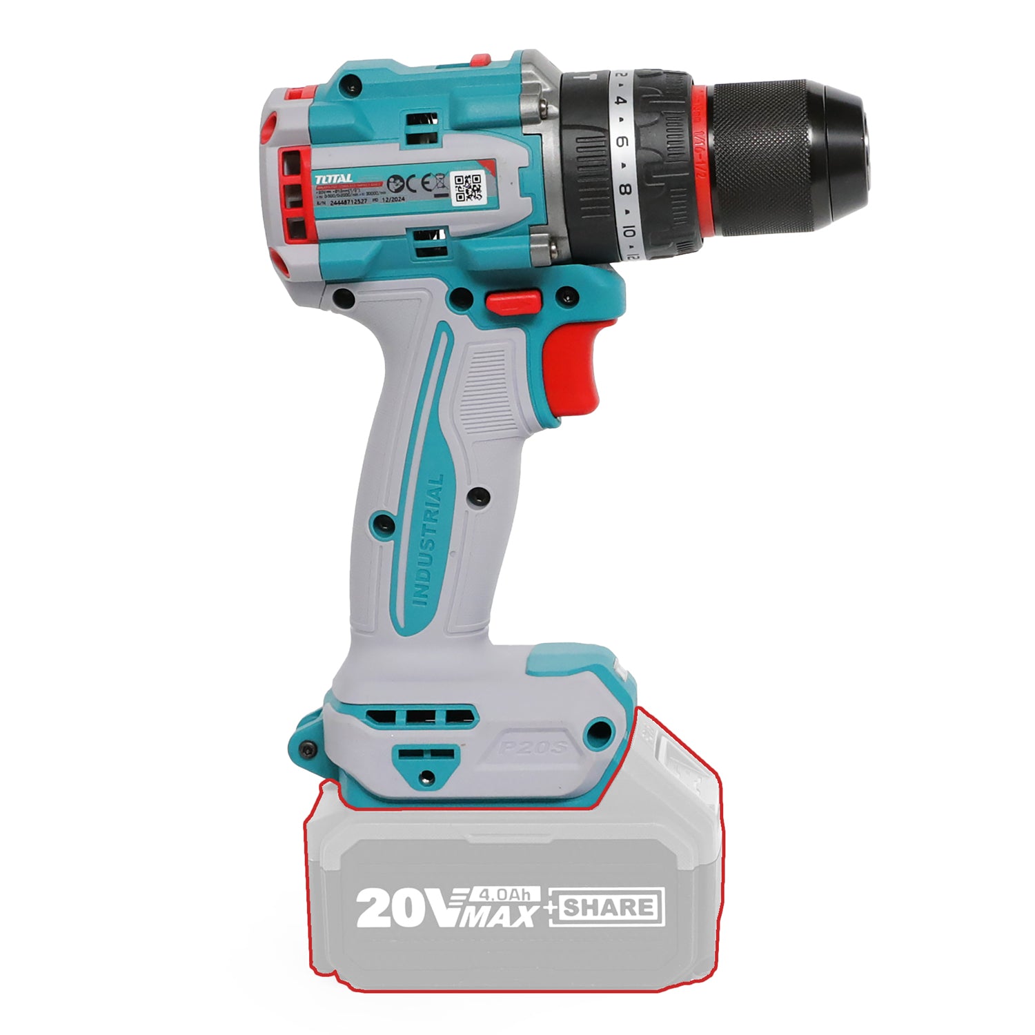 Total Li-Ion 20V Brushless Cordless Impact Drill (Battery not included) - TIDLI209681