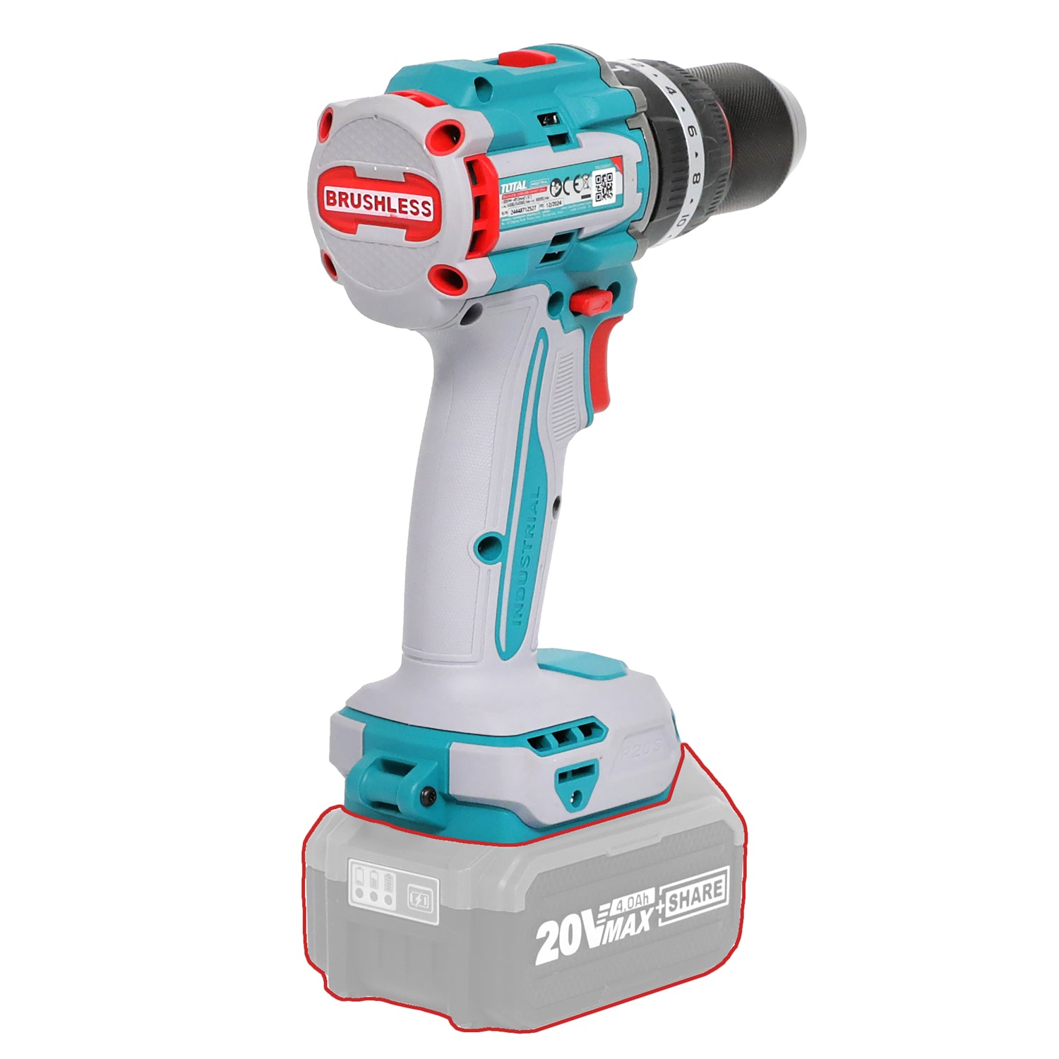Total Li-Ion 20V Brushless Cordless Impact Drill (Battery not included) - TIDLI209681
