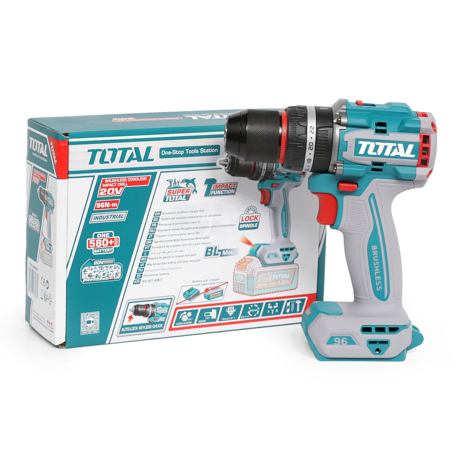 Total Li-Ion 20V Brushless Cordless Impact Drill (Battery not included) - TIDLI209681