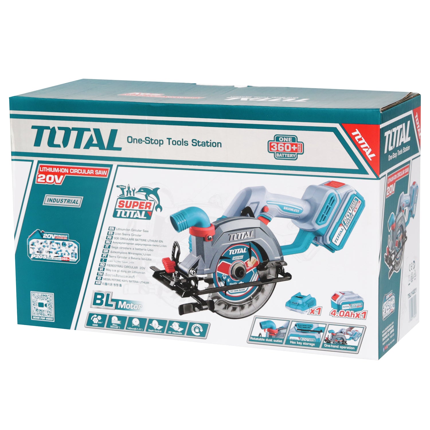 Total Li-Ion 20V Circular Saw 140mm - (with Battery & Charger) - TSLI14021