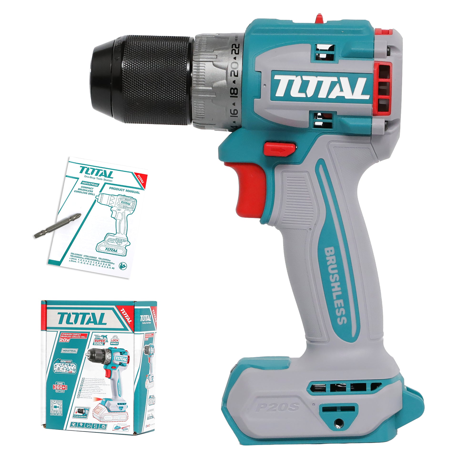 Total Li-Ion 20V Compact Brushless Cordless Drill (Battery not included) - TDLI206021