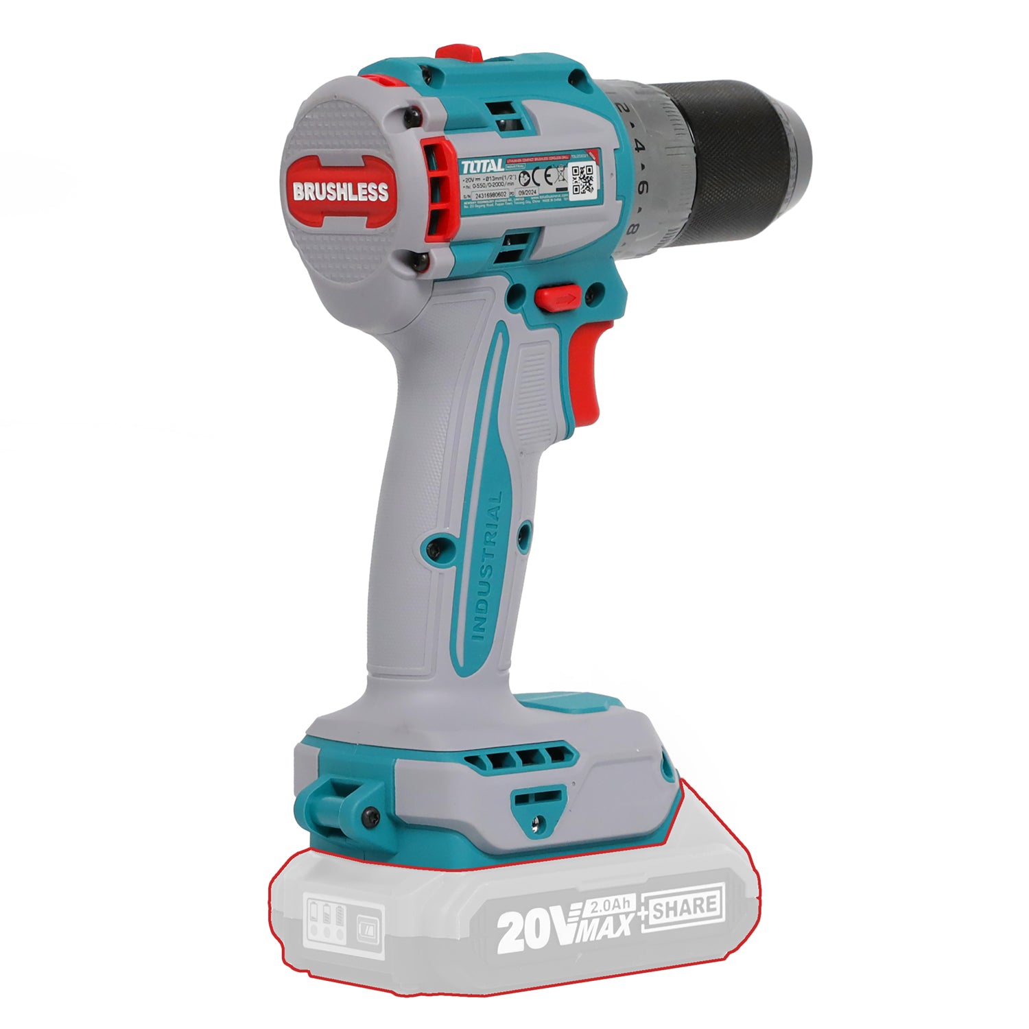 Total Li-Ion 20V Compact Brushless Cordless Drill (Battery not included) - TDLI206021