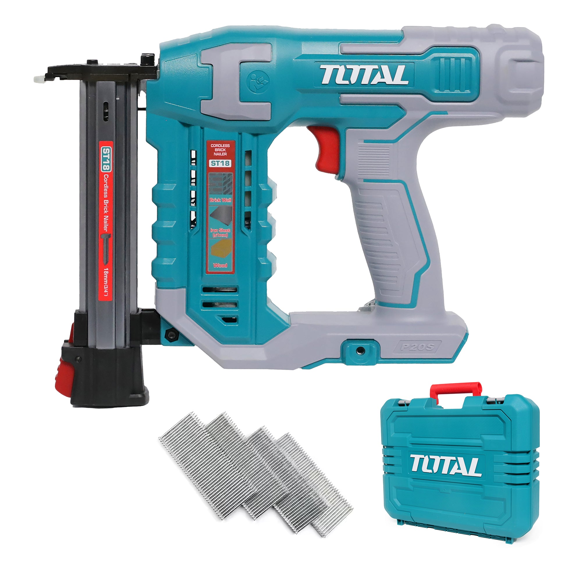 Total Li-Ion 20V Cordless Brick Nailer (Battery not included) - TCSTLI3805