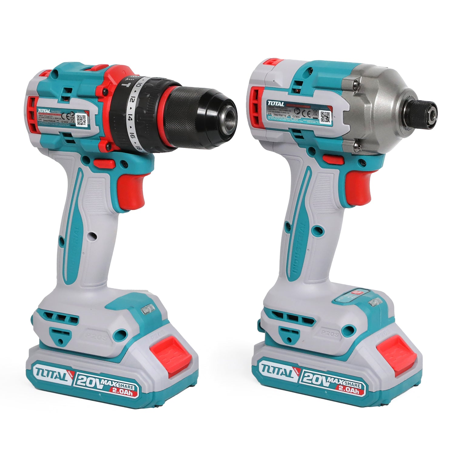 Total Li-Ion 20V Cordless 2pc Combo Kit (with 2 x Batteries & Charger) - TCKLI20277E
