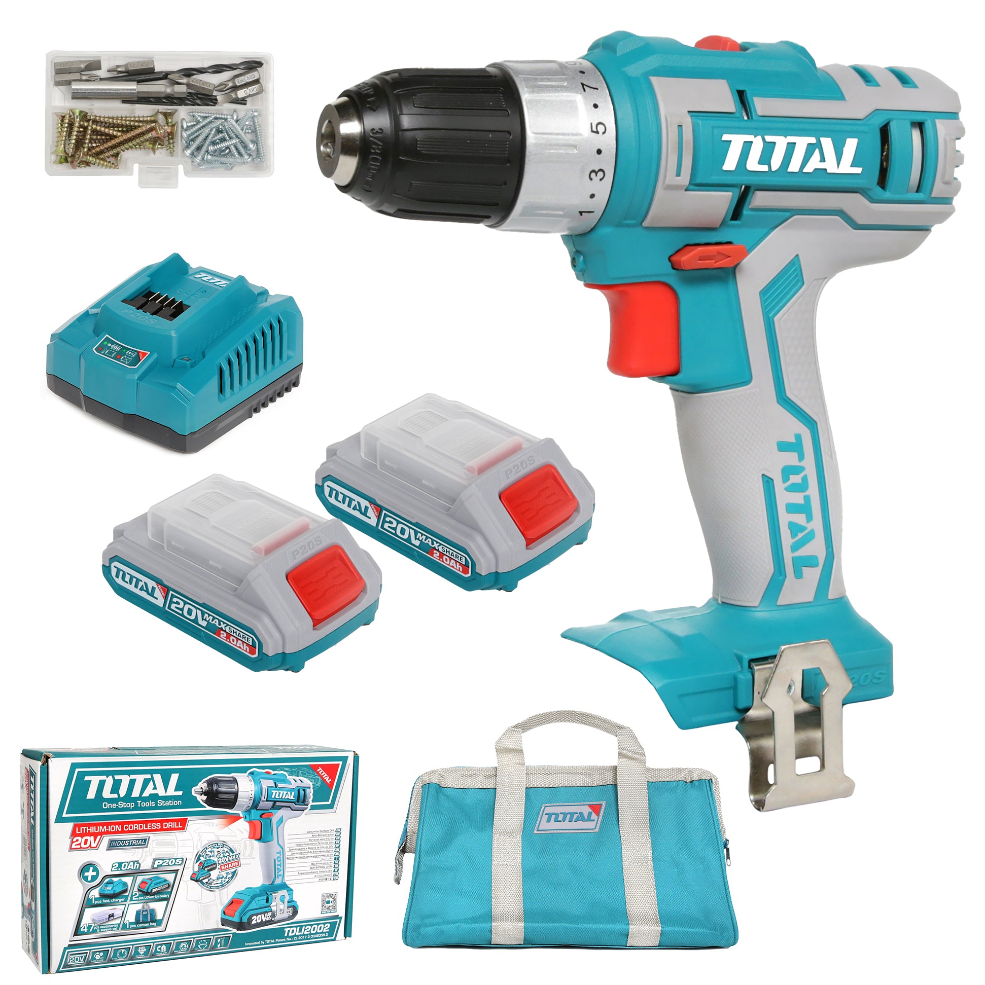 Battery drill with 2 batteries best sale