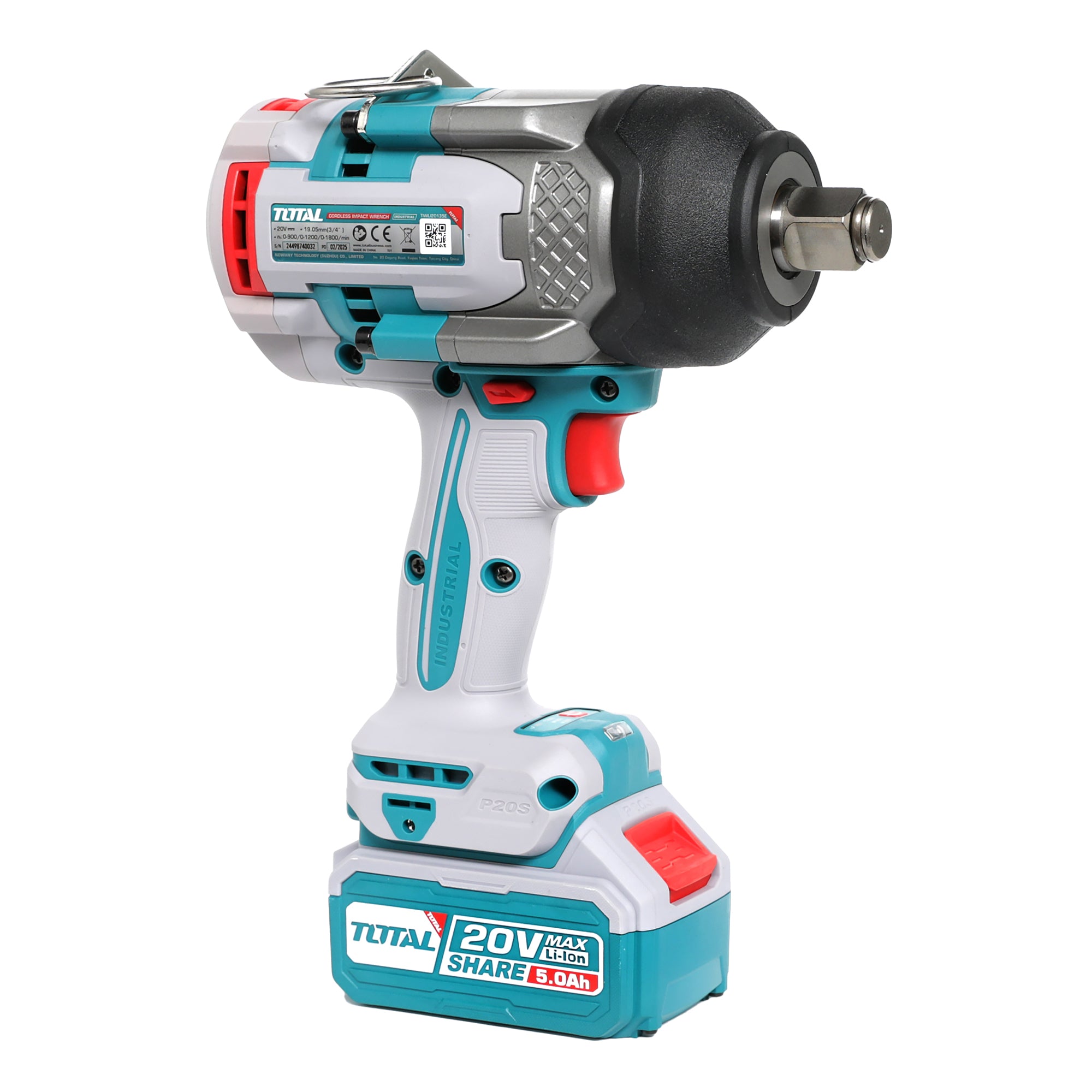 Total Li-Ion 20V Cordless Impact Wrench (with 2 x Batteries & Charger) - TIWLI20135E