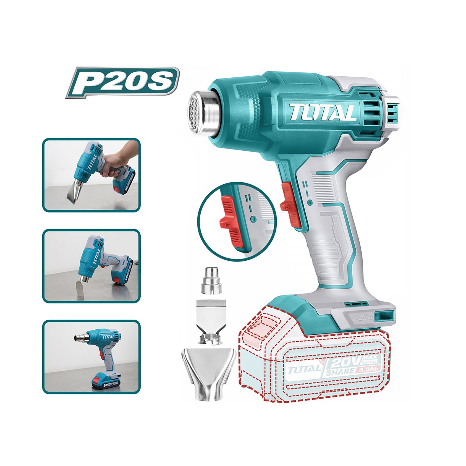 Total Li-Ion 20V Heat Gun - (Battery Not Included) - TBLI2002