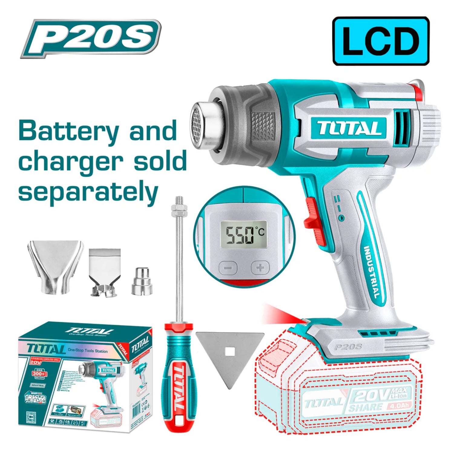 Total Li-Ion 20V Cordless Heat Gun - (Battery Not Included) - TBLI2003