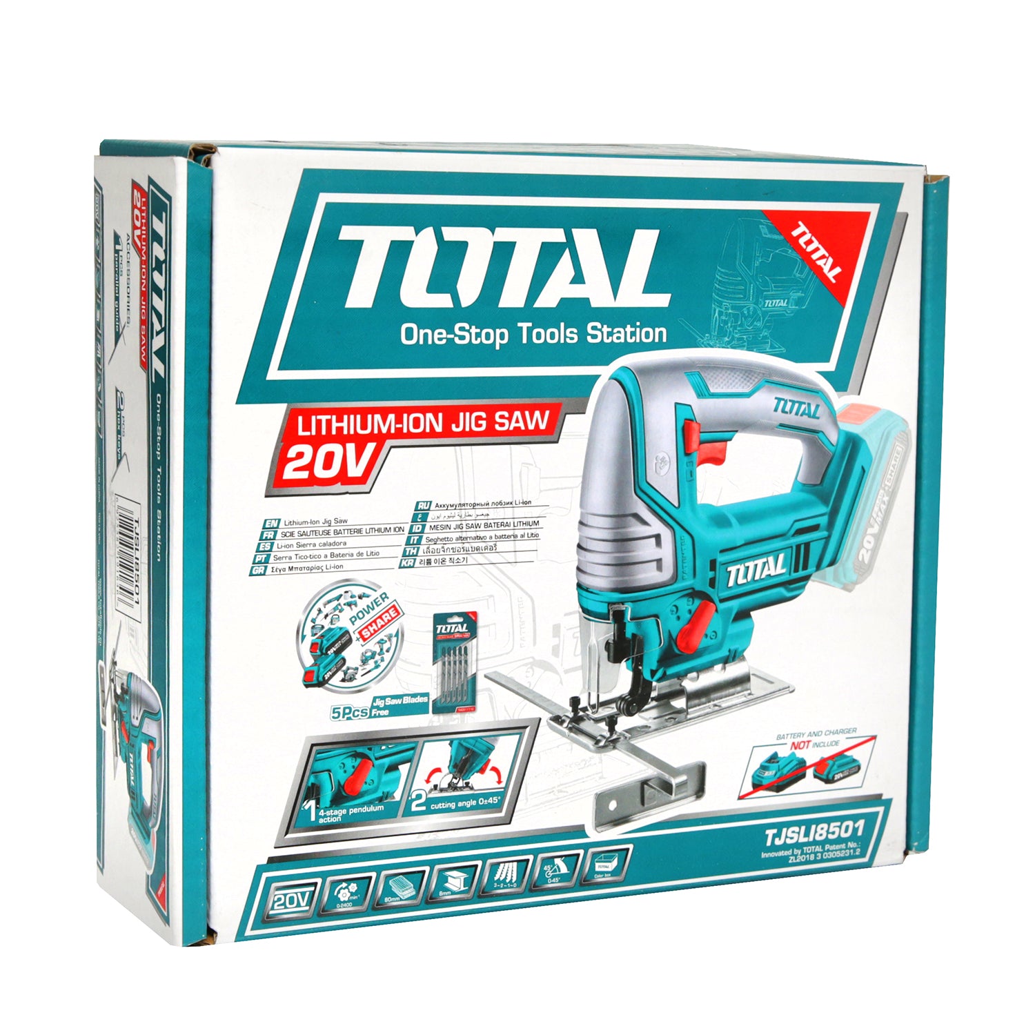 Total Li-Ion 20V Jig Saw (Battery not included) - TJSLI8501