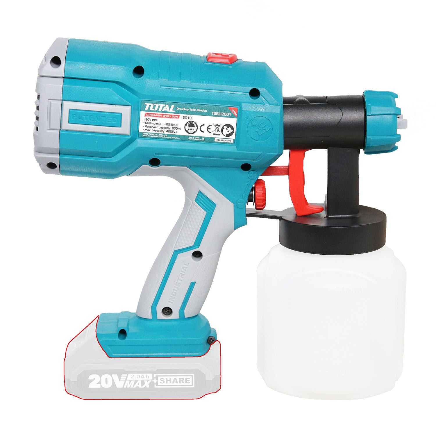 Total Li-Ion 20V Spray Gun (Battery not included) - TSGLI2001