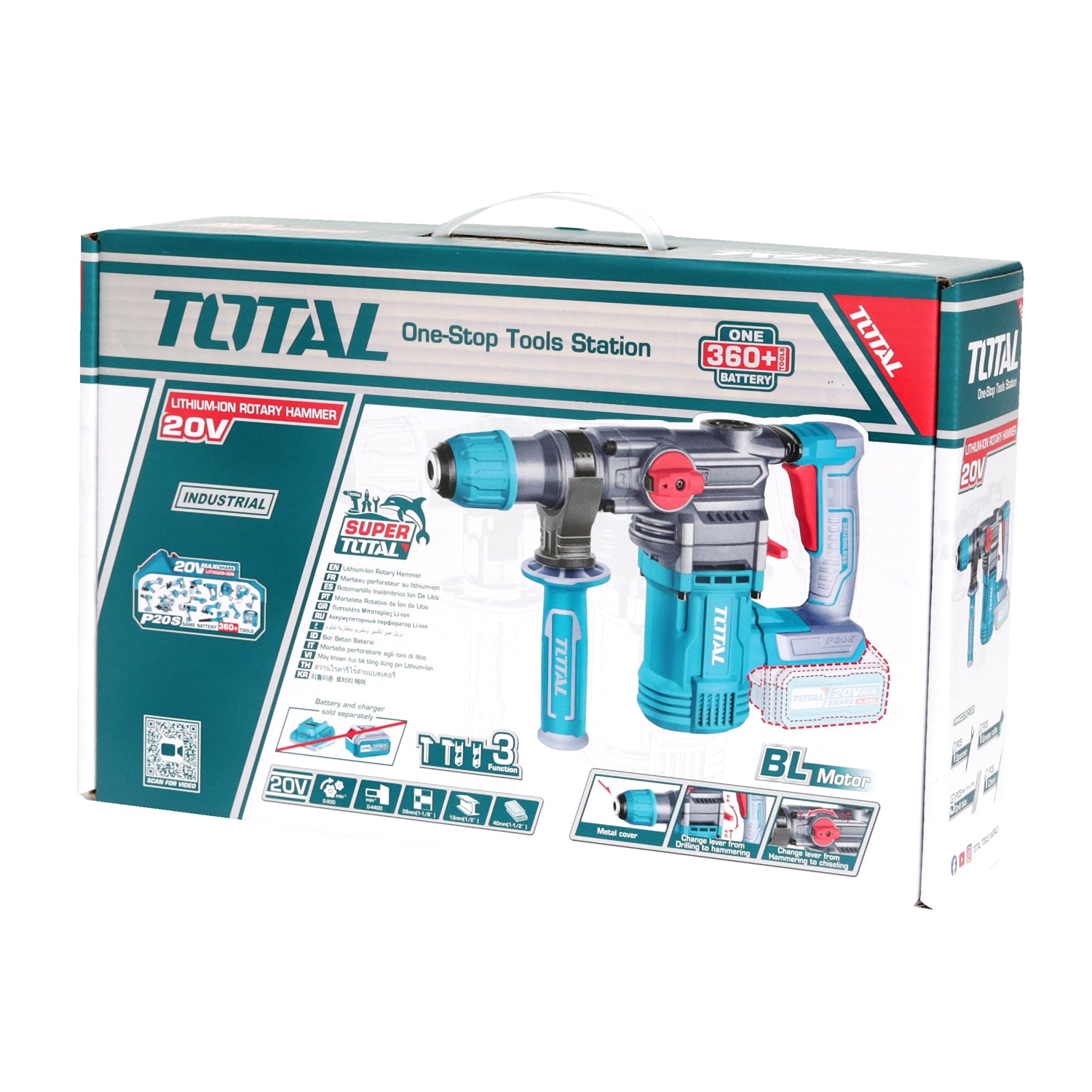 Total Li-Ion 20V Rotary Hammer SDS Plus (Battery not included) - TRHLI20288