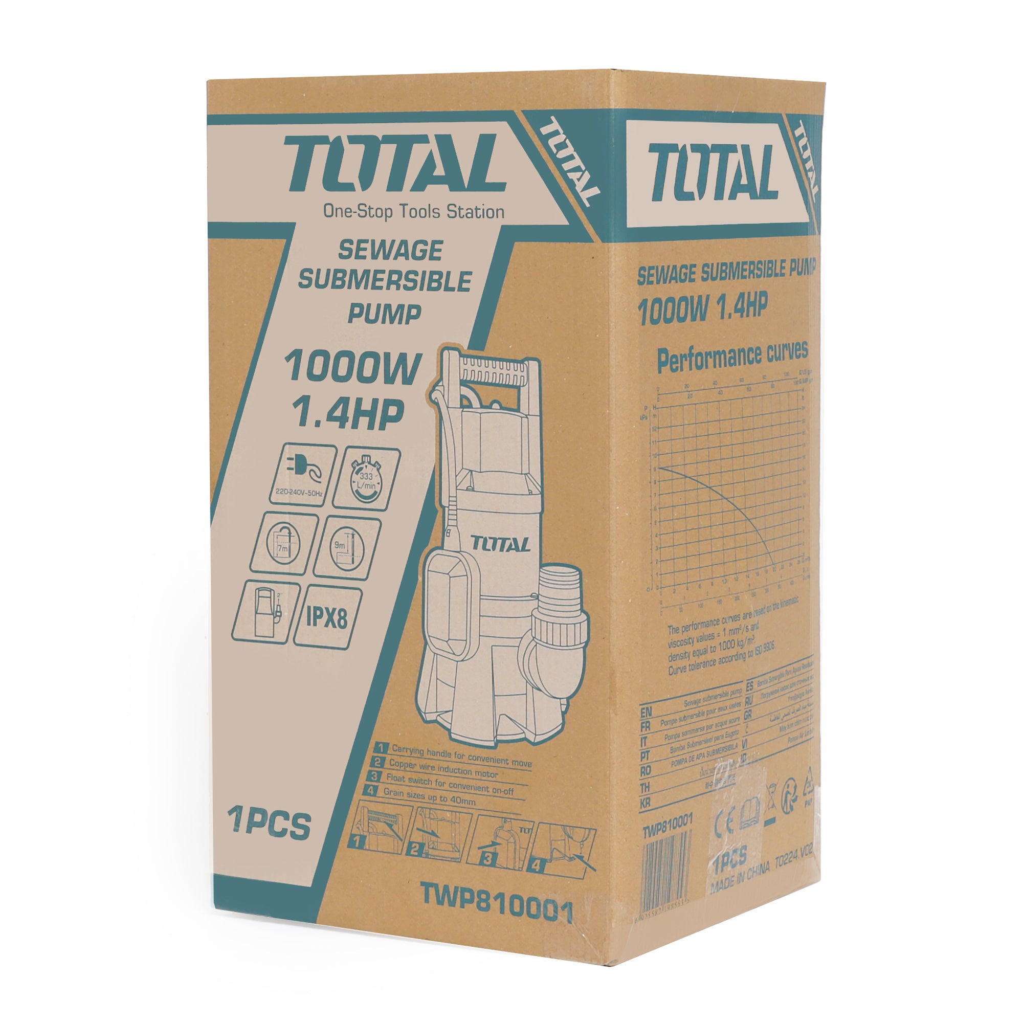Total Submersible Water Pump 1000W 1.4HP - TWP810001