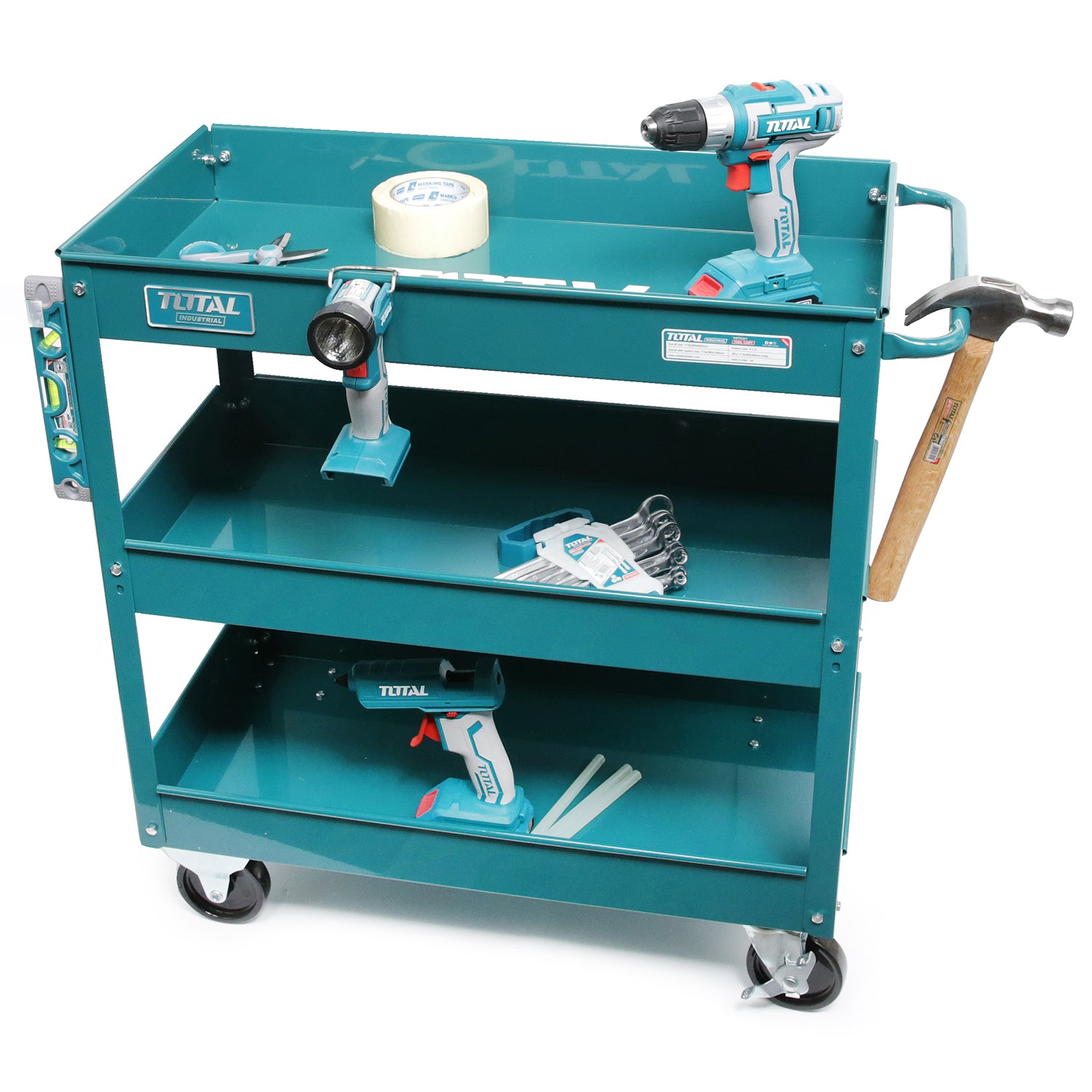 Total Mobile 3 Tray Tool Storage Cart Utility Trolley Organizer - THPTC301