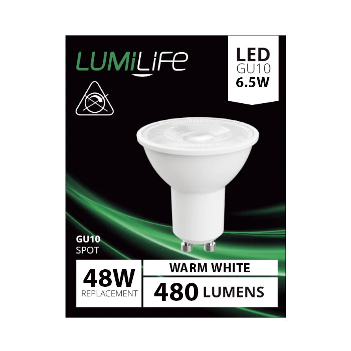 LumiLife GU10 LED Spotlight 6.5w Bulb - Warm White