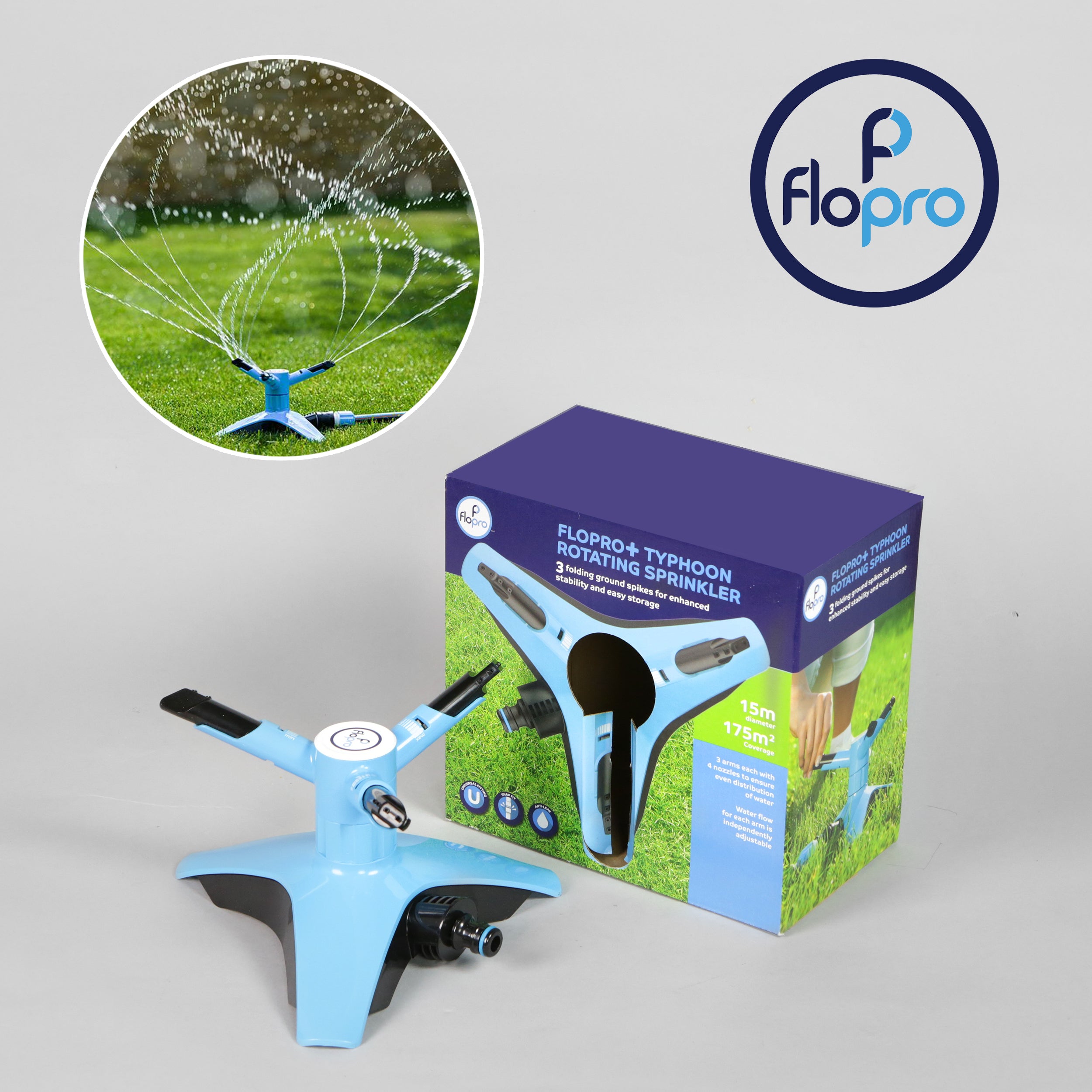 Typhoon Rotating Sprinkler by Flopro, sold by In-Excess