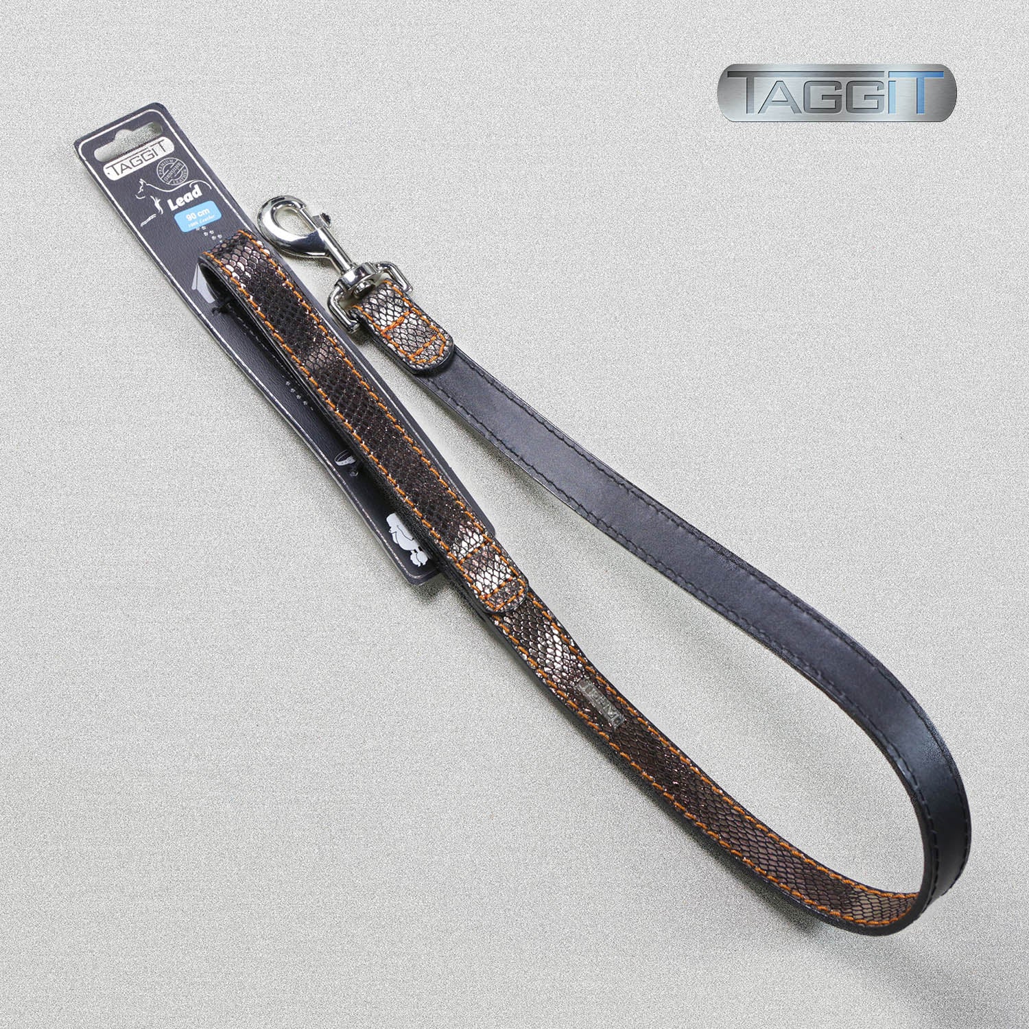 Taggit Premium Leather Patent Dog Lead - Snake Skin