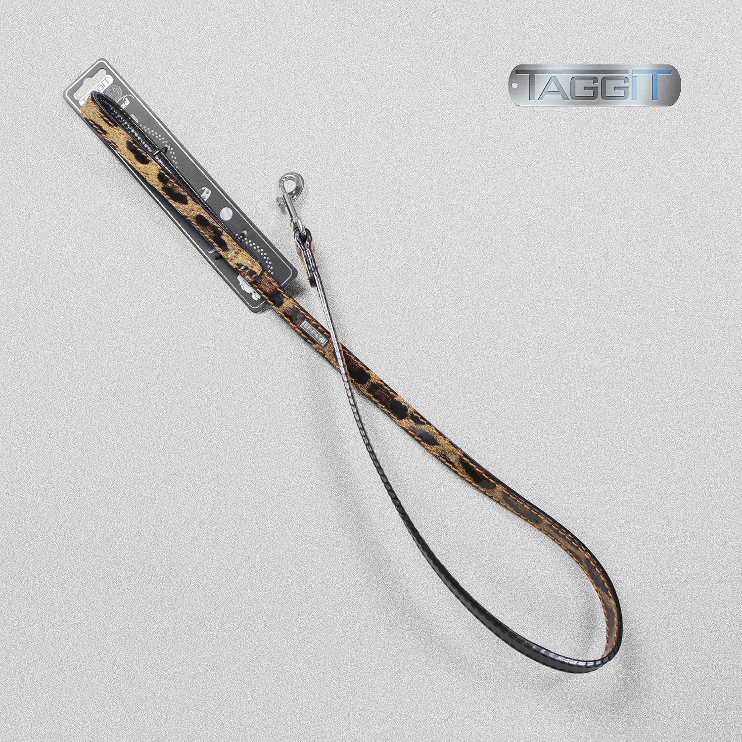 Taggit Premium Leather Patent Dog Lead Leopard