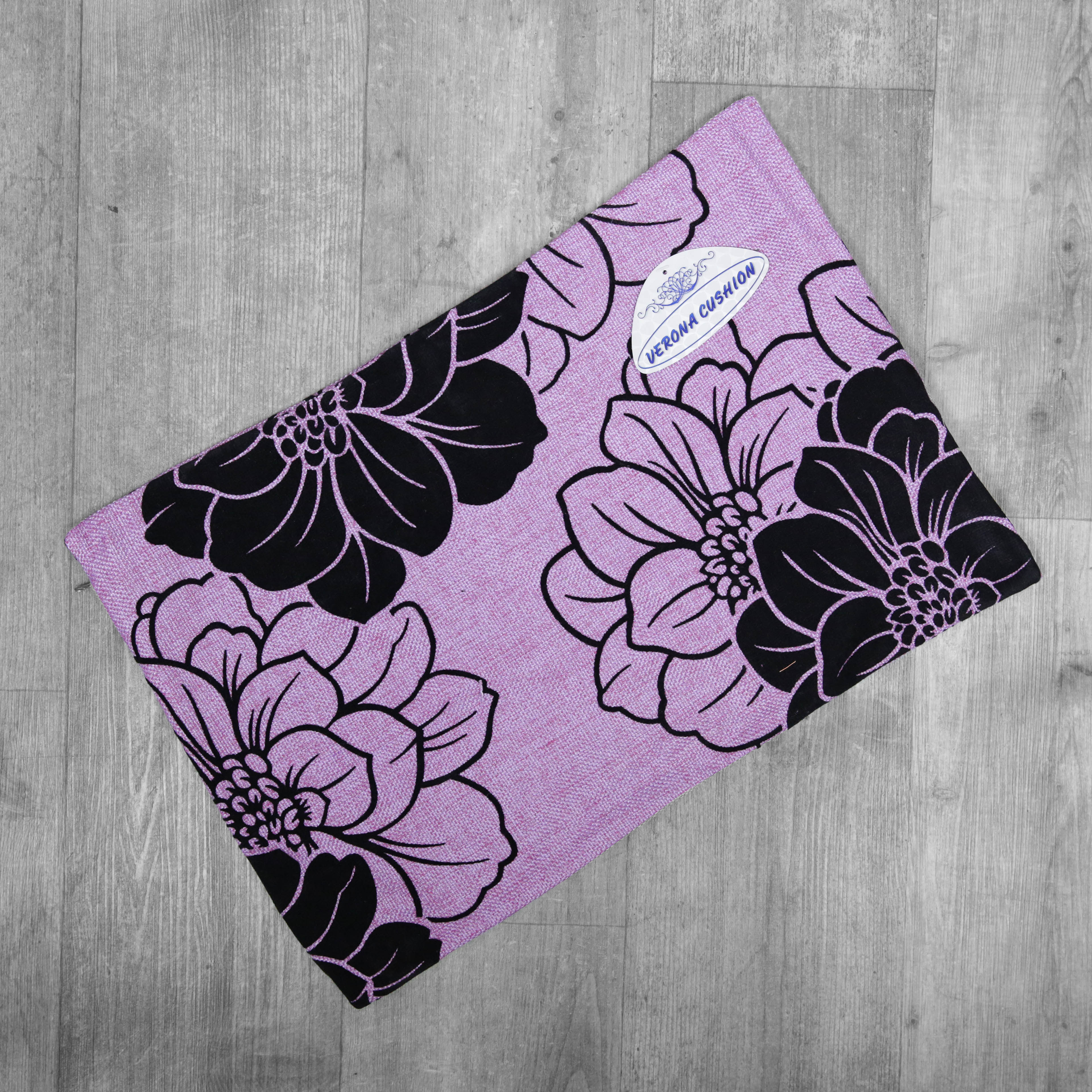 Verona Cushion Cover - Purple/Black Flowers - 60 x 40cm