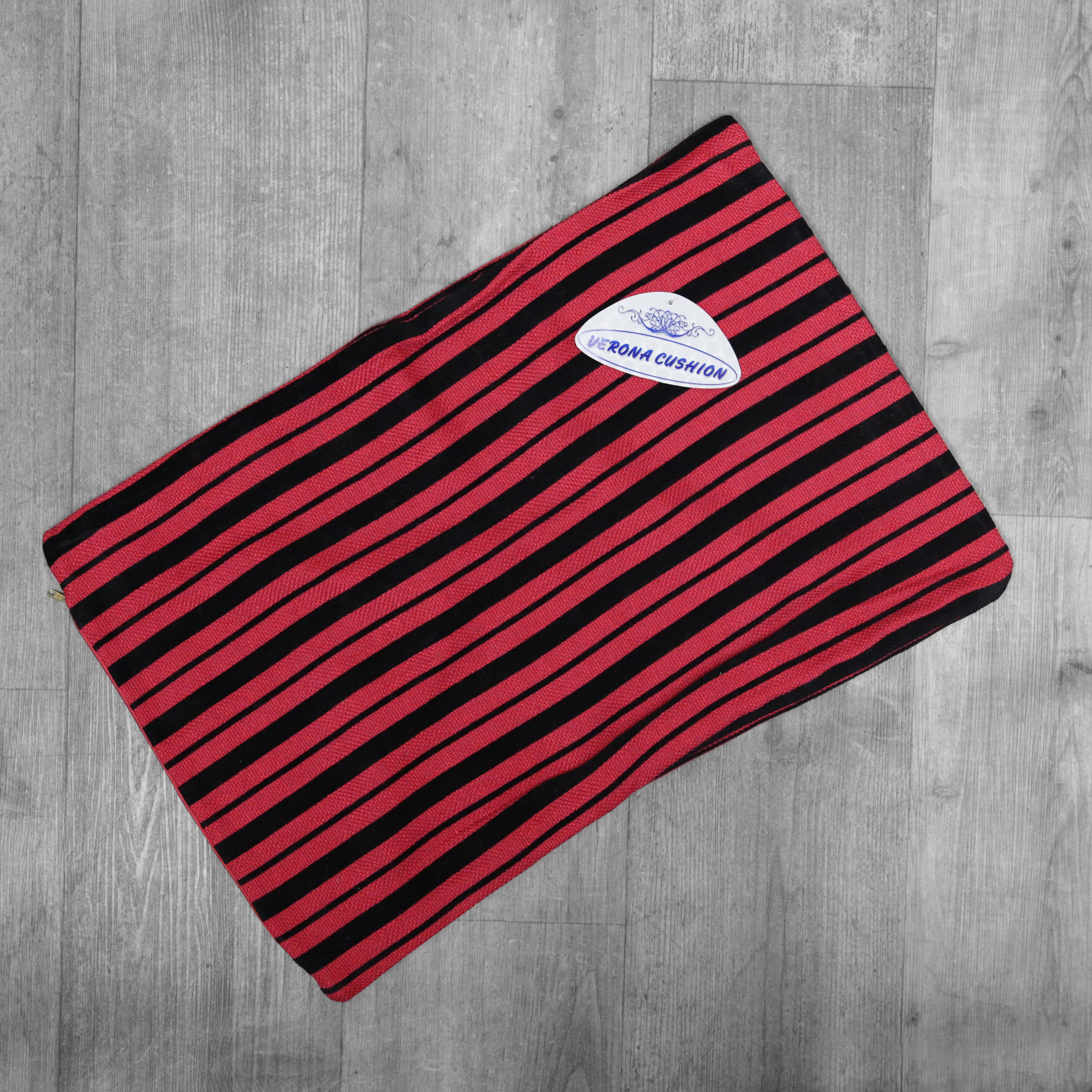 Verona Cushion Cover - Red/Black Stripes - 60 x 40cm