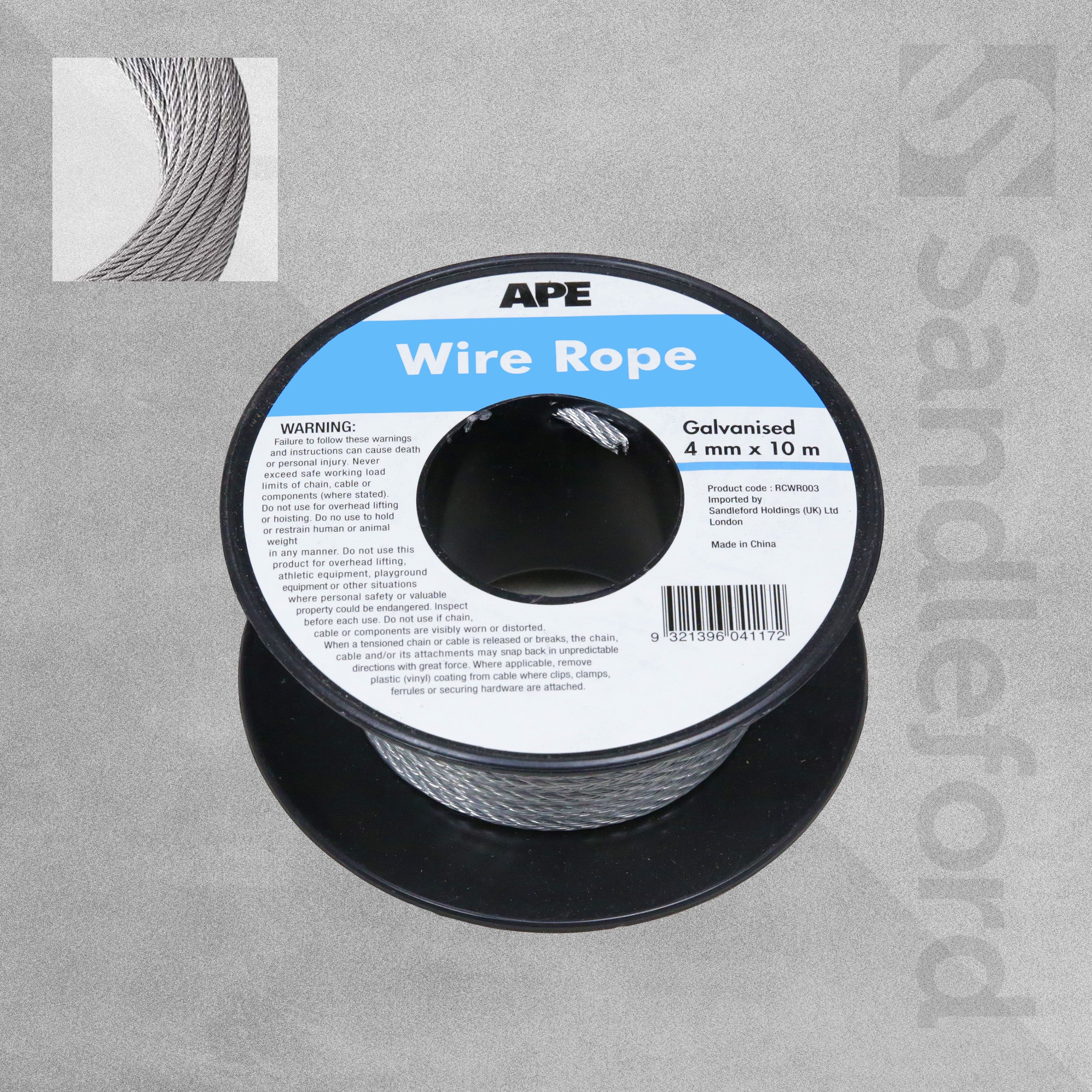 Ape Galvanised | Stainless Steel Wire Rope - Various Sizes | Thickness