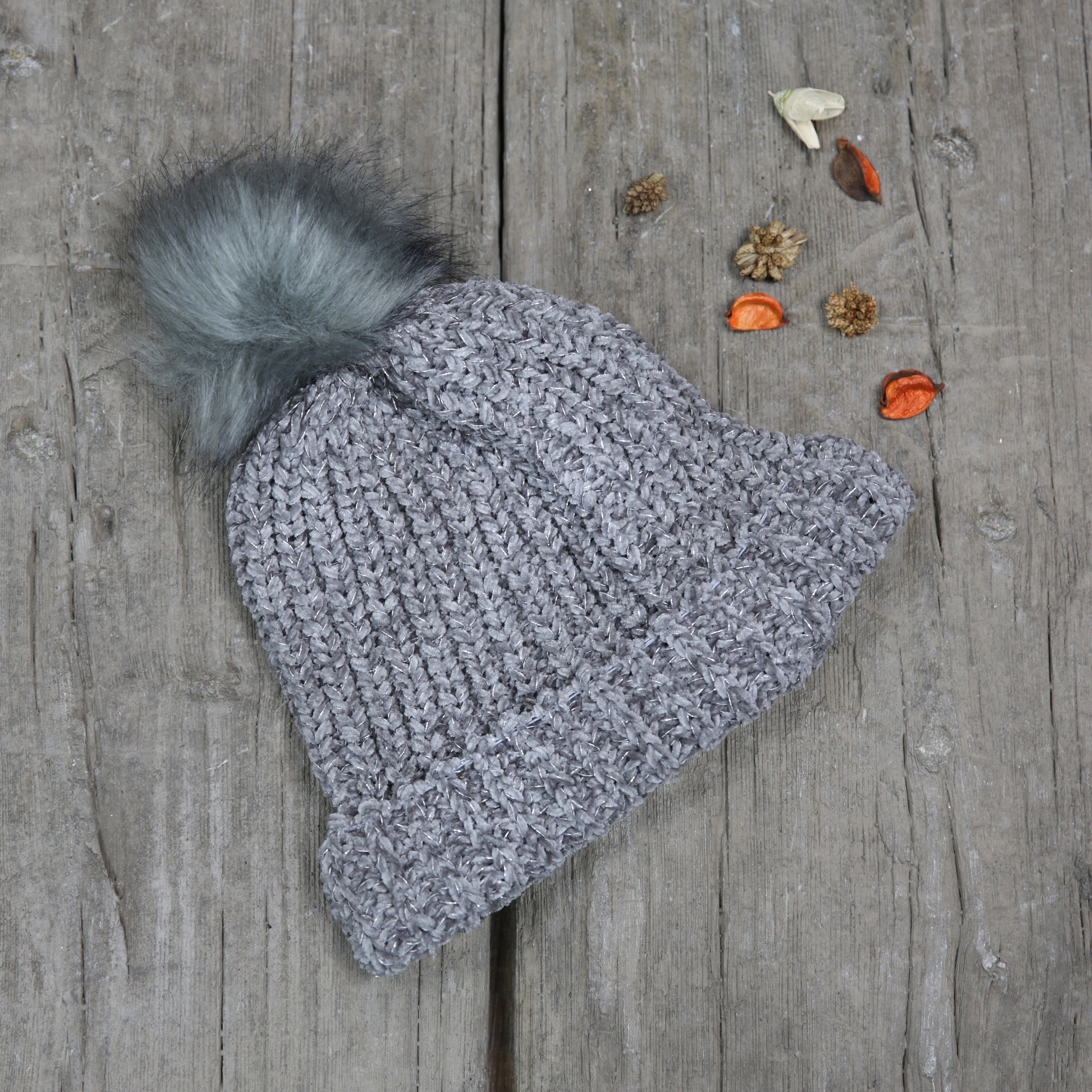 Soft Chenille Pom Pom Hat