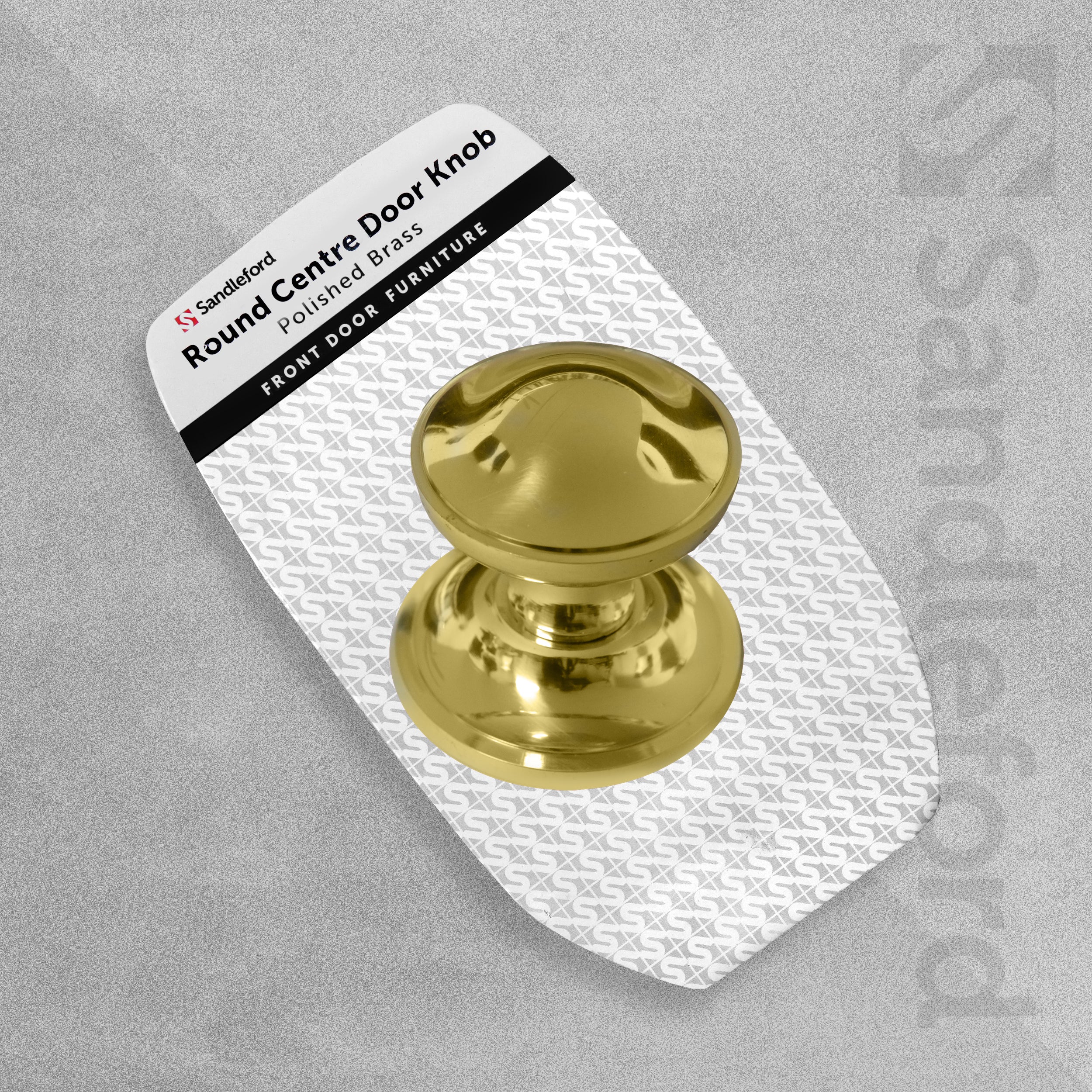 Sandleford - Round Centre Door Knob Polished Brass 77mm Base