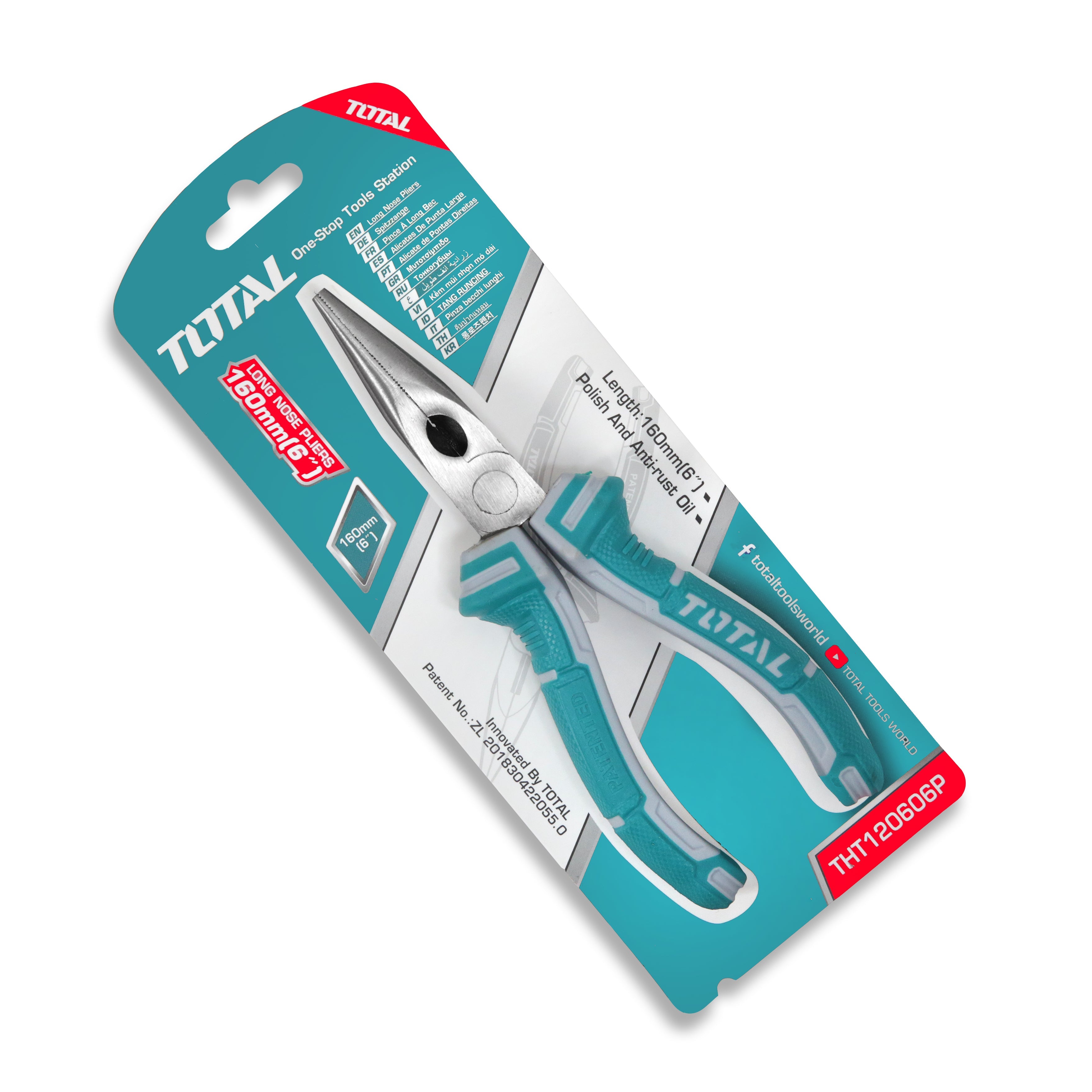 Total Long Nose Pliers 160mm 6" - THT120606P