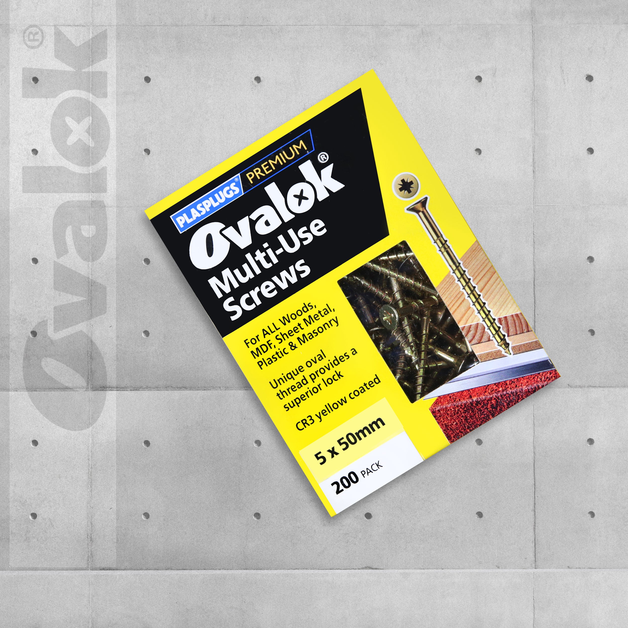 Plasplugs Ovalok Traditional Multi Purpose Screws 5.0 x 50mm - Pack of 200