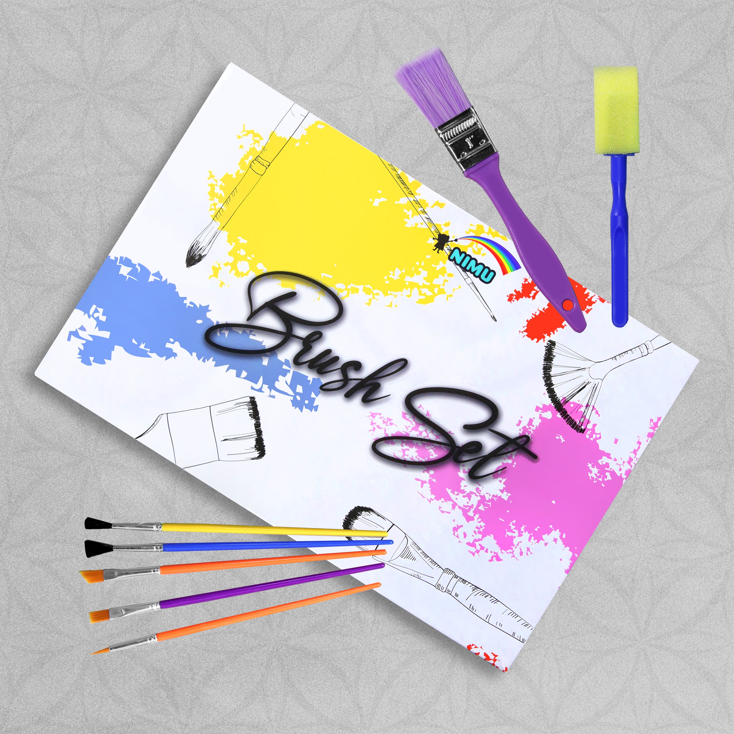 NIMU 16 Piece Paint Brush Set with Palette
