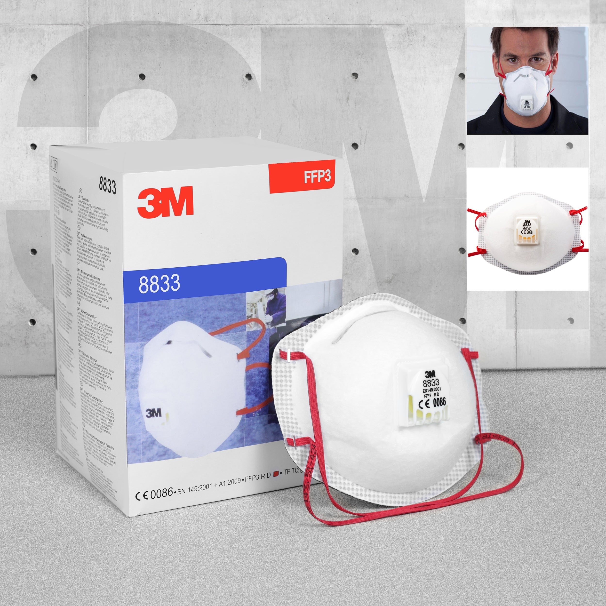 3M 8833 Valved FFP3 Dust Masks - Various Pack Sizes