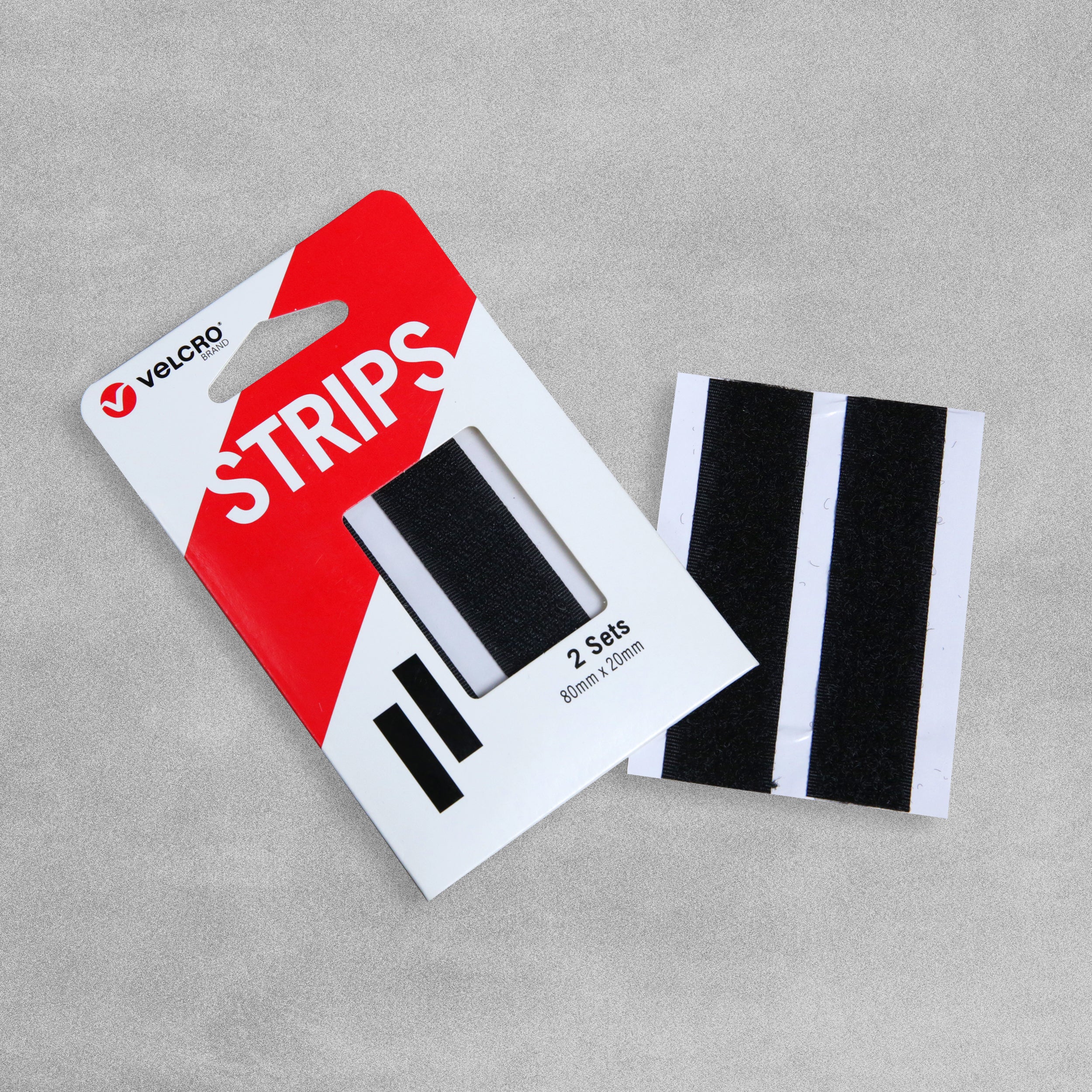 Velcro Brand Hook & Loop Self Adhesive Strips 80 x 20mm - Pack of 2 Sets