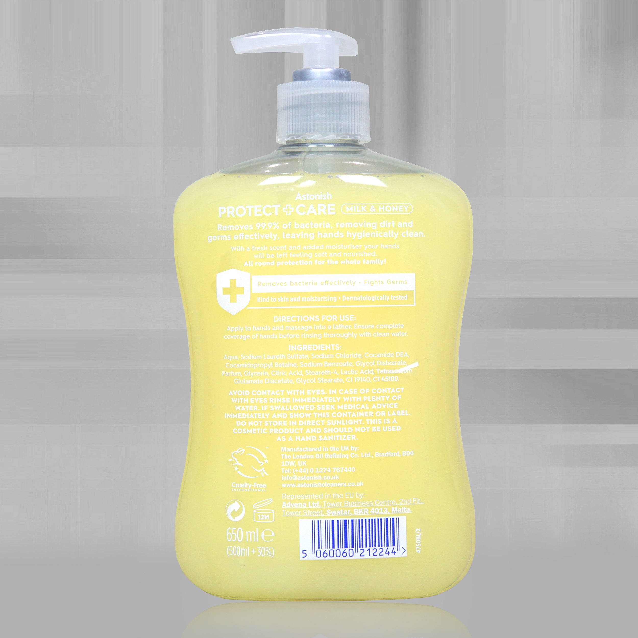 Astonish Protect + Care Antibacterial Handwash with Milk & Honey 650ml