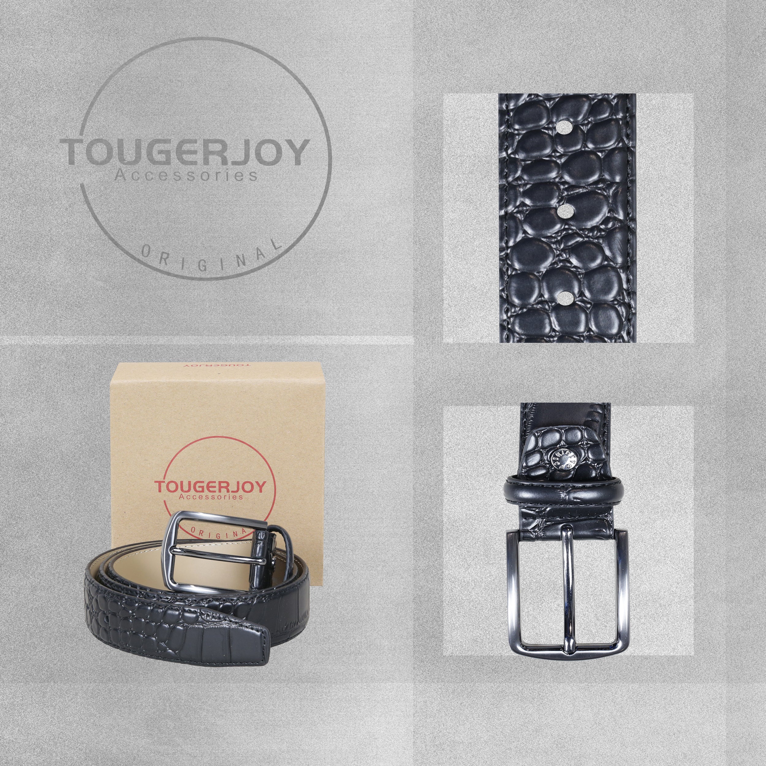 Tougerjoy Real Leather Mens Belt - Black