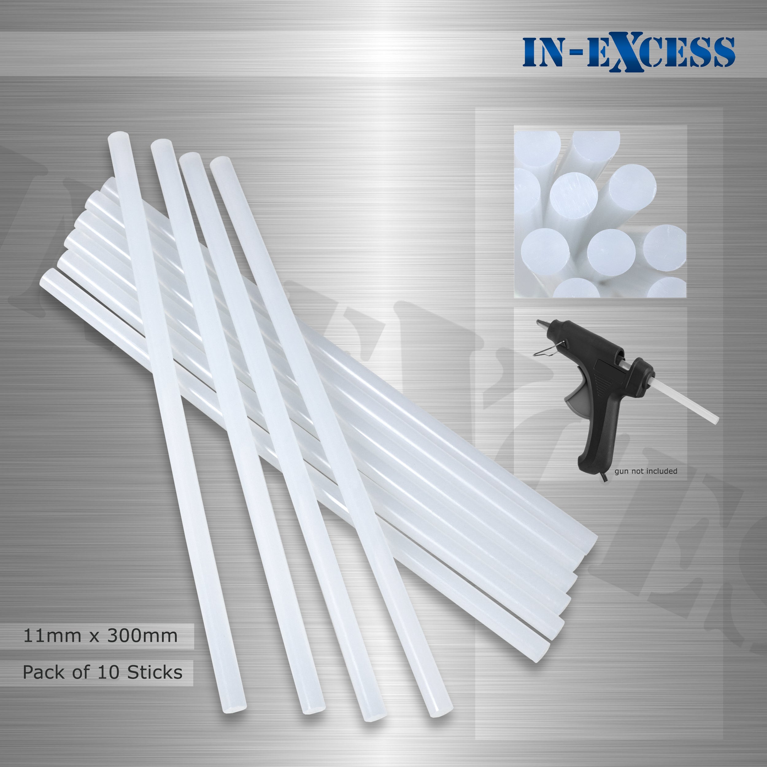 In-Excess Hot Melt Glue Sticks 12" Sticks - Pack of 10