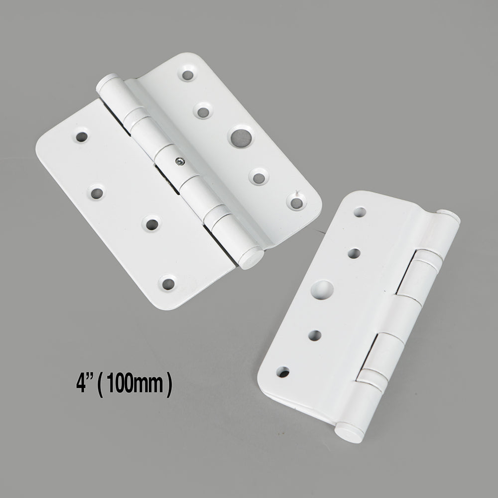 White 4" Steel Radius Ball Bearing Hinge (100mm) - Pack of 10